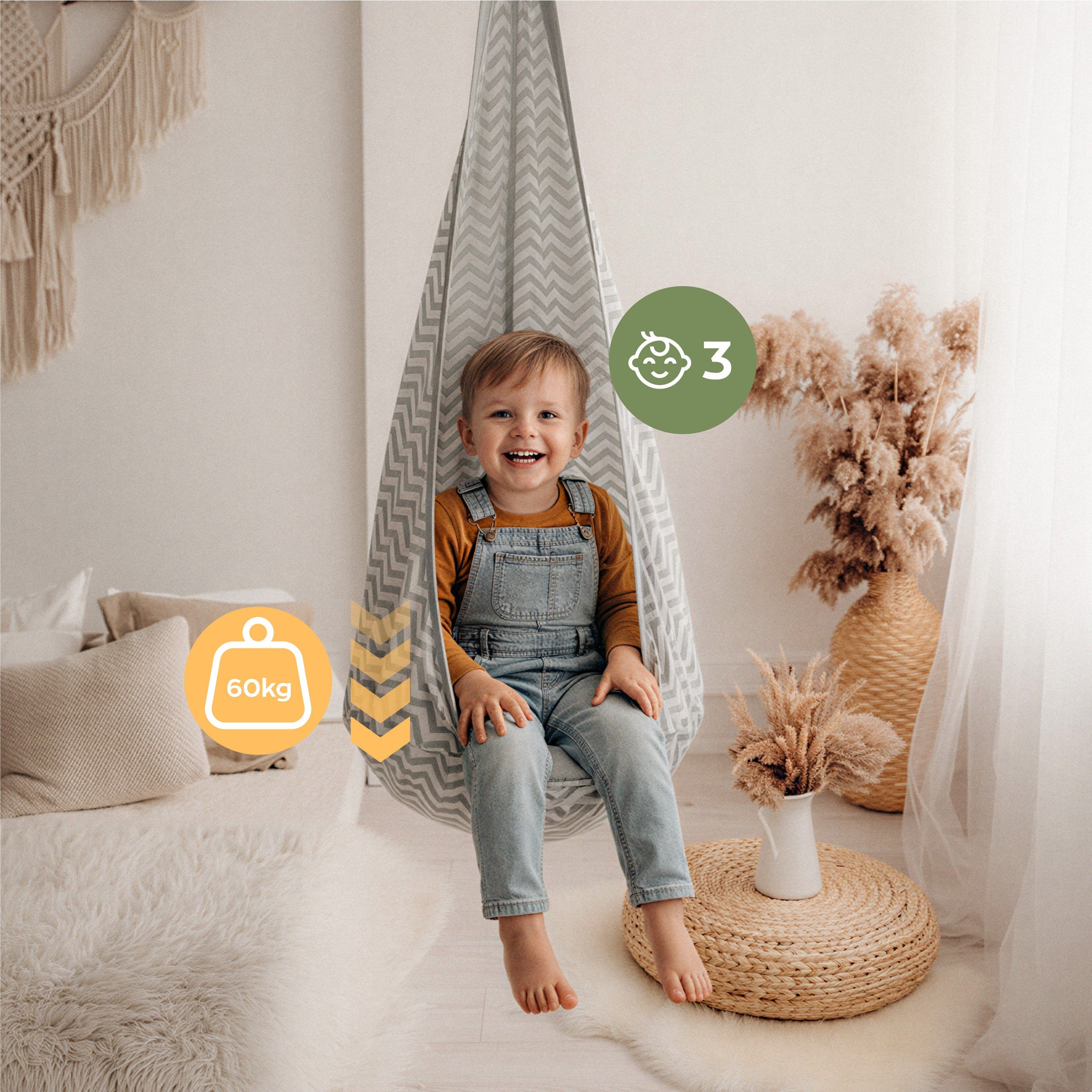 Altalena a bozzolo per bambini Tulano Doppo 20 Grey