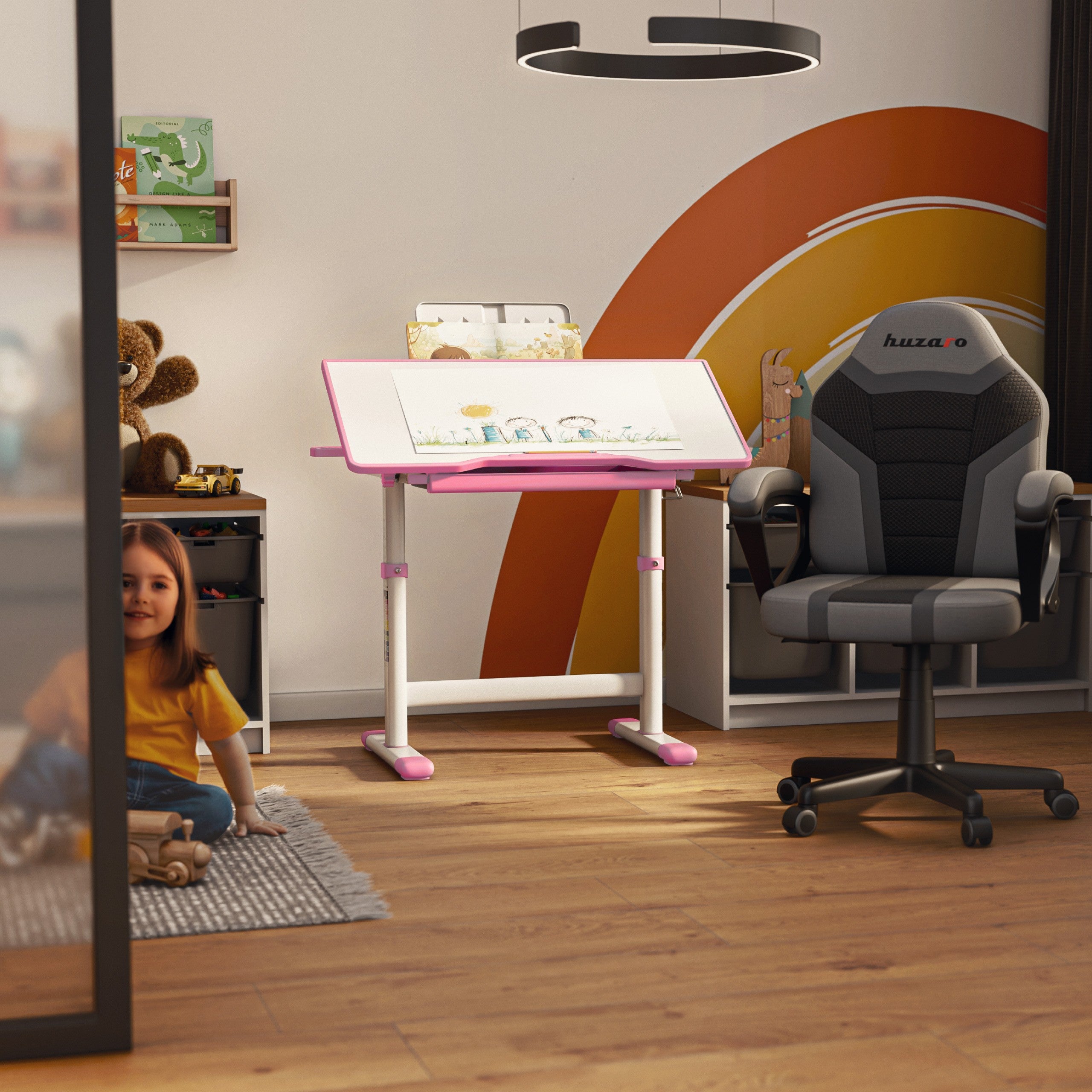 Scrivania ergonomica per bambini Mark Adler Study 3.0 Pink 66 cm