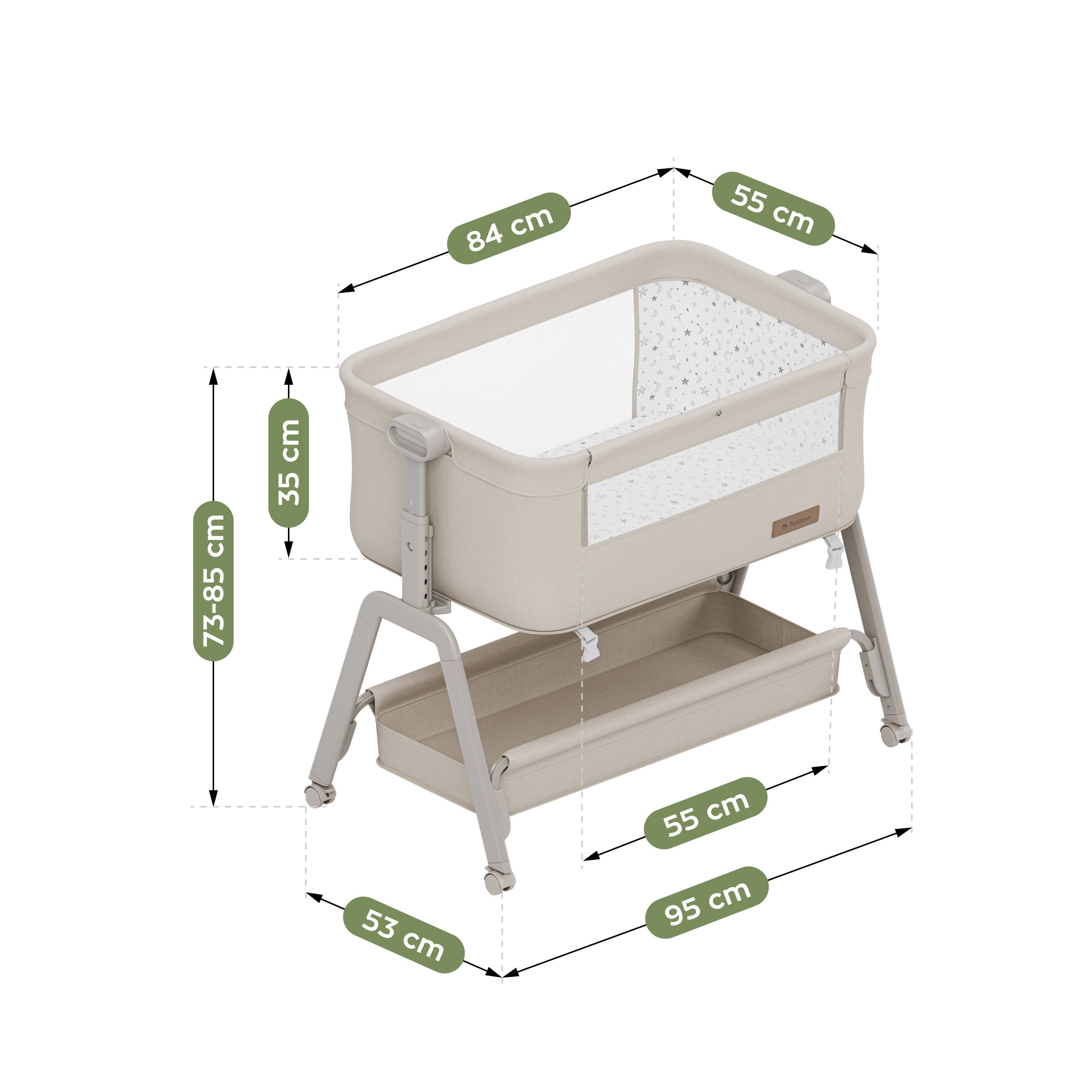 Lettino aggiuntivo 3 in 1 Tulano Dream 50 Beige