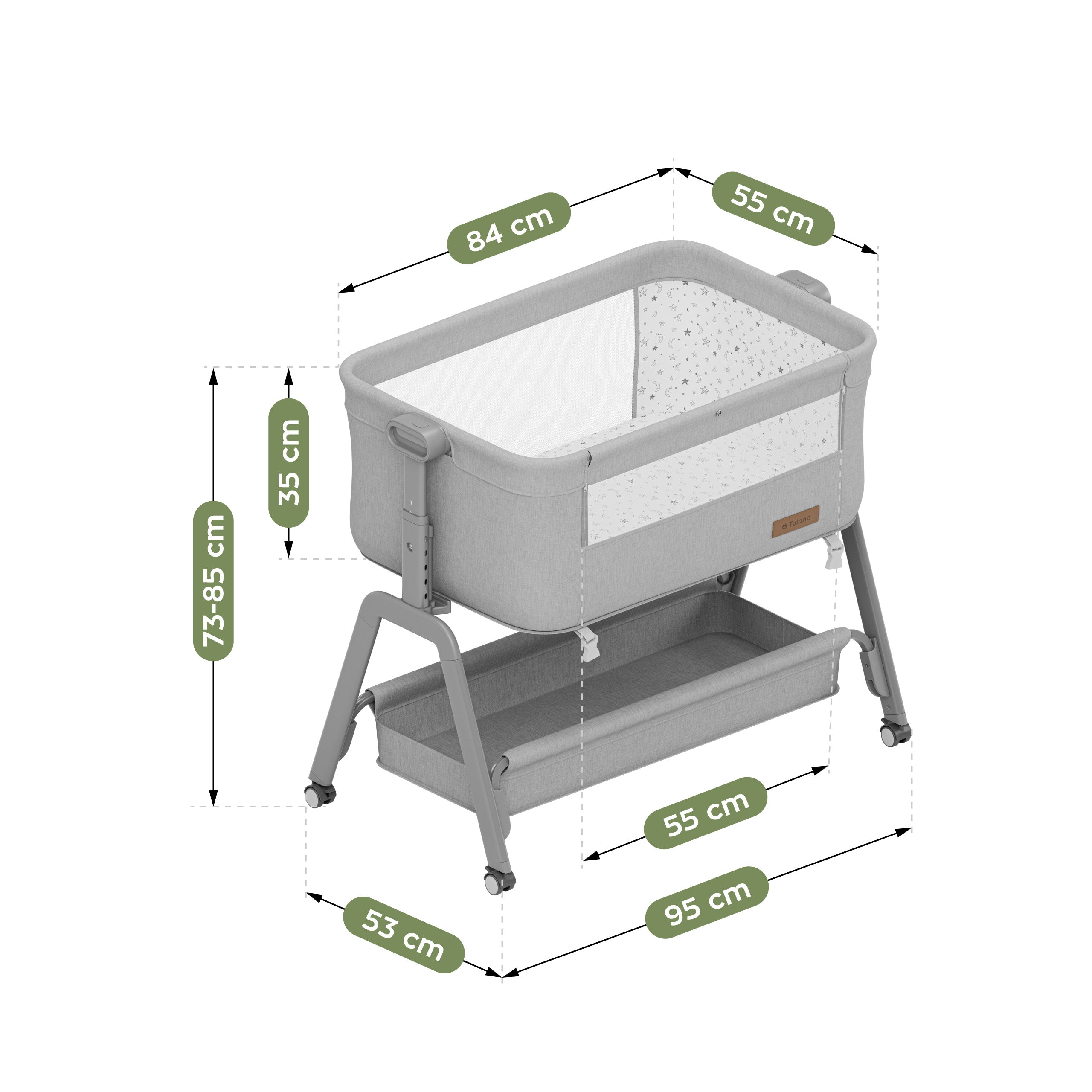 Lettino aggiuntivo 3 in 1 Tulano Dream 50 Light-Grey