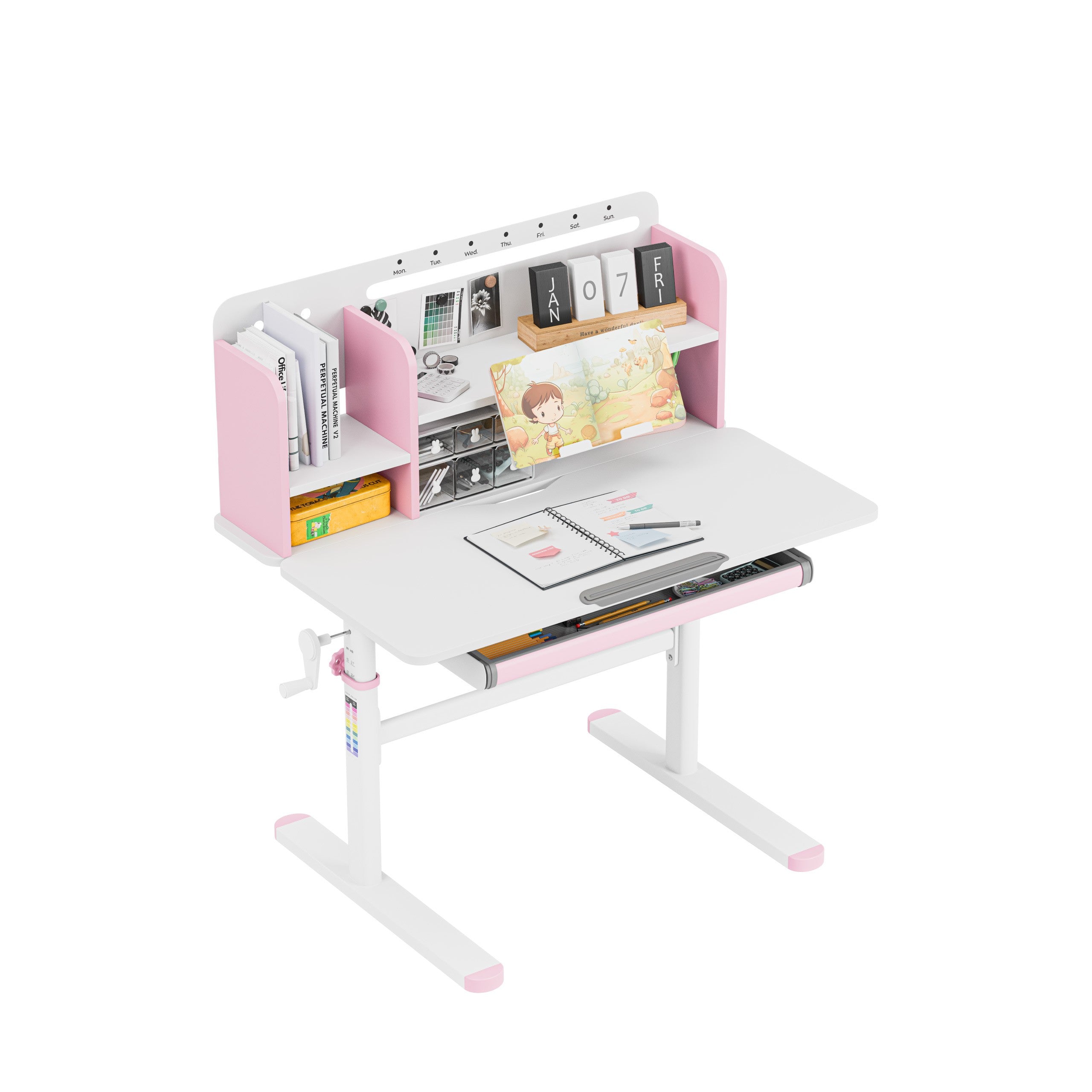 Scrivania ergonomica per bambini Mark Adler Study 5.0 Pink 90 cm