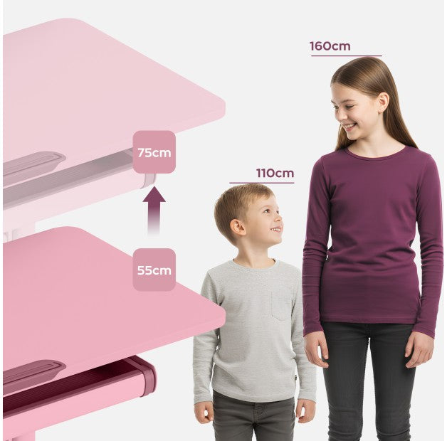 Scrivania ergonomica per bambini Mark Adler Study 5.0 Pink 90 cm