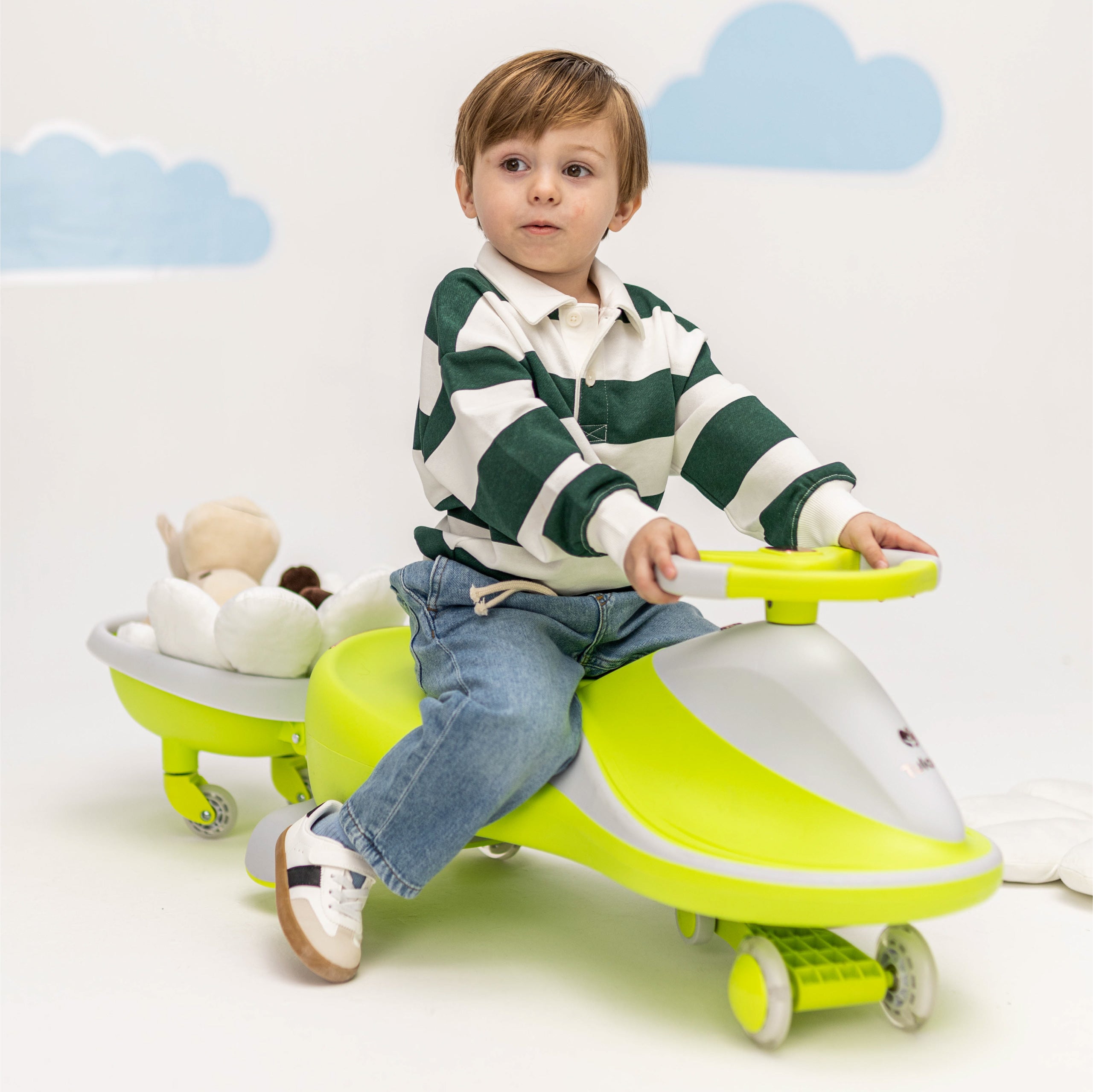 Carretto a gravità per bambini con luci LED Tulano Focus 55 Green