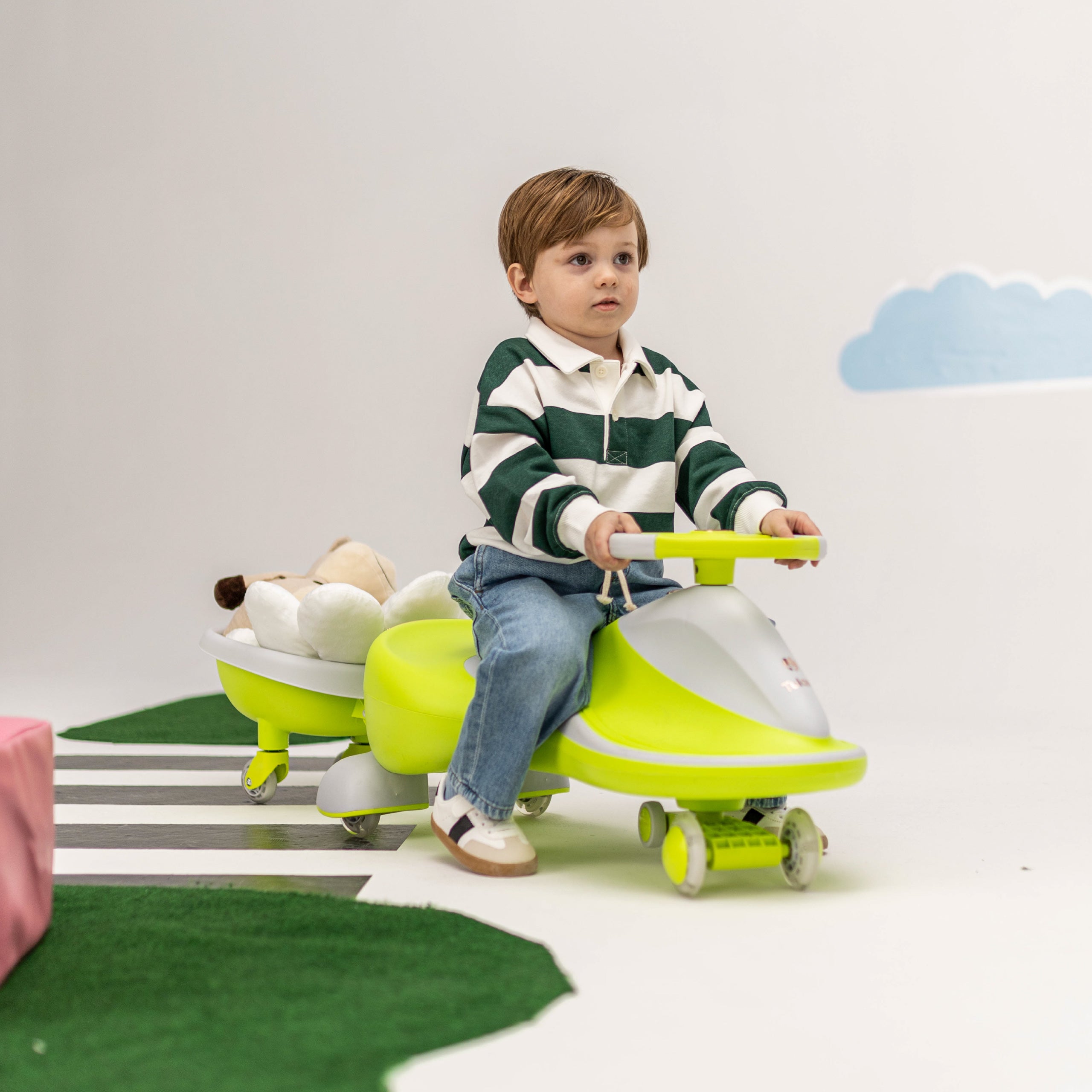 Carretto a gravità per bambini con luci LED Tulano Focus 55 Green