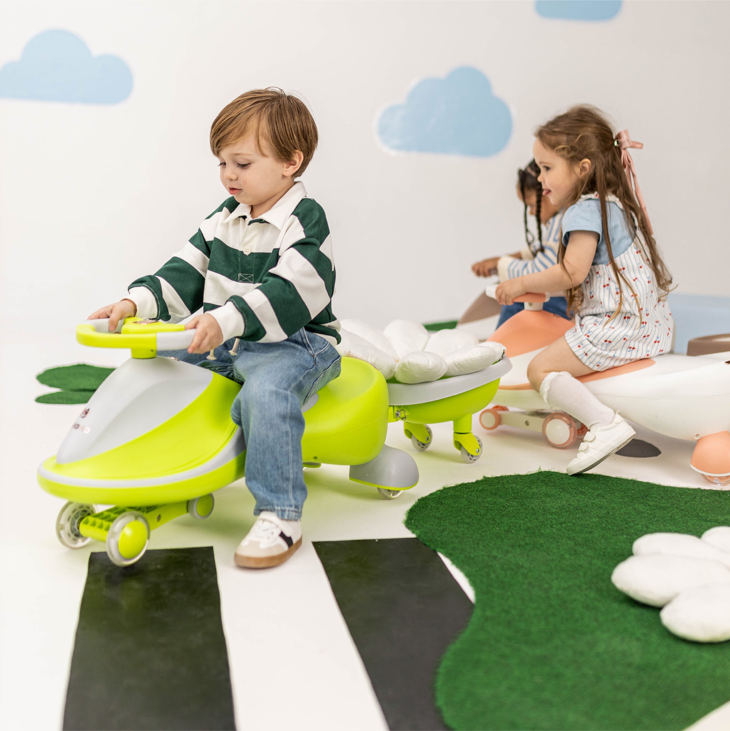 Carretto a gravità per bambini con luci LED Tulano Focus 55 Green