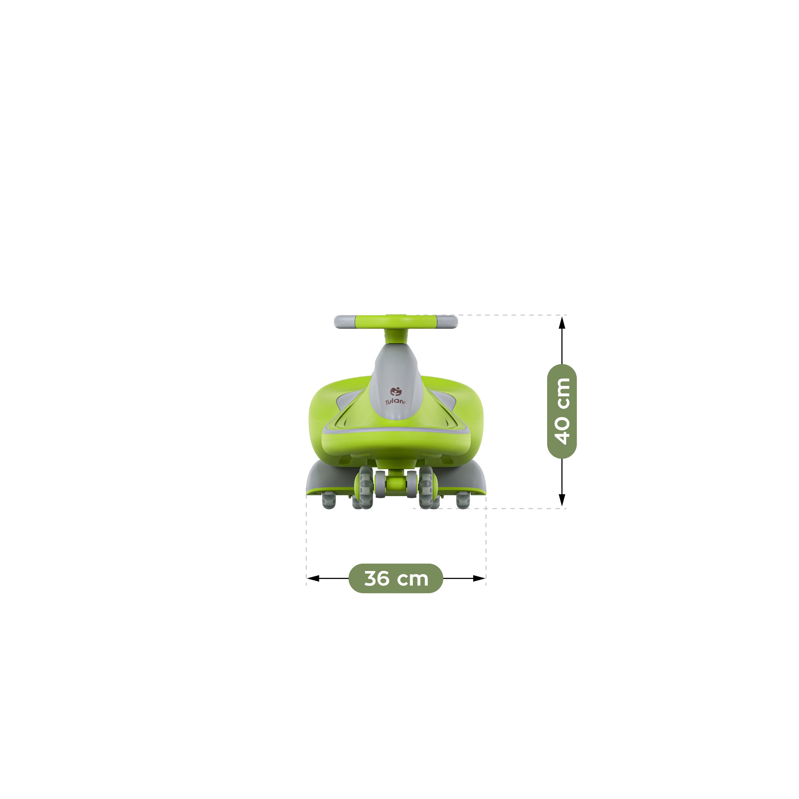 Carretto a gravità per bambini con luci LED Tulano Focus 55 Green