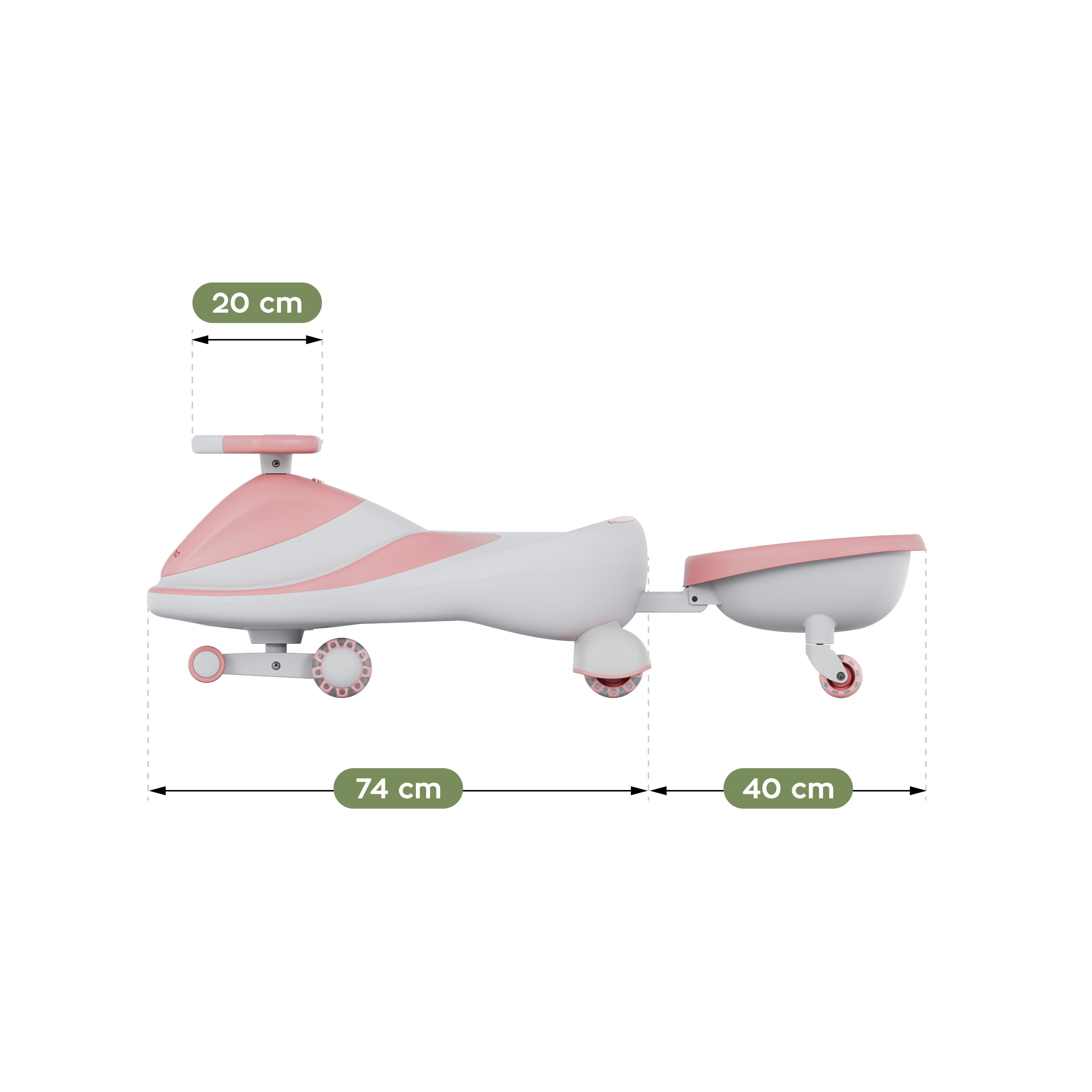 Carretto a gravità per bambini con luci LED Tulano Focus 55 Pink