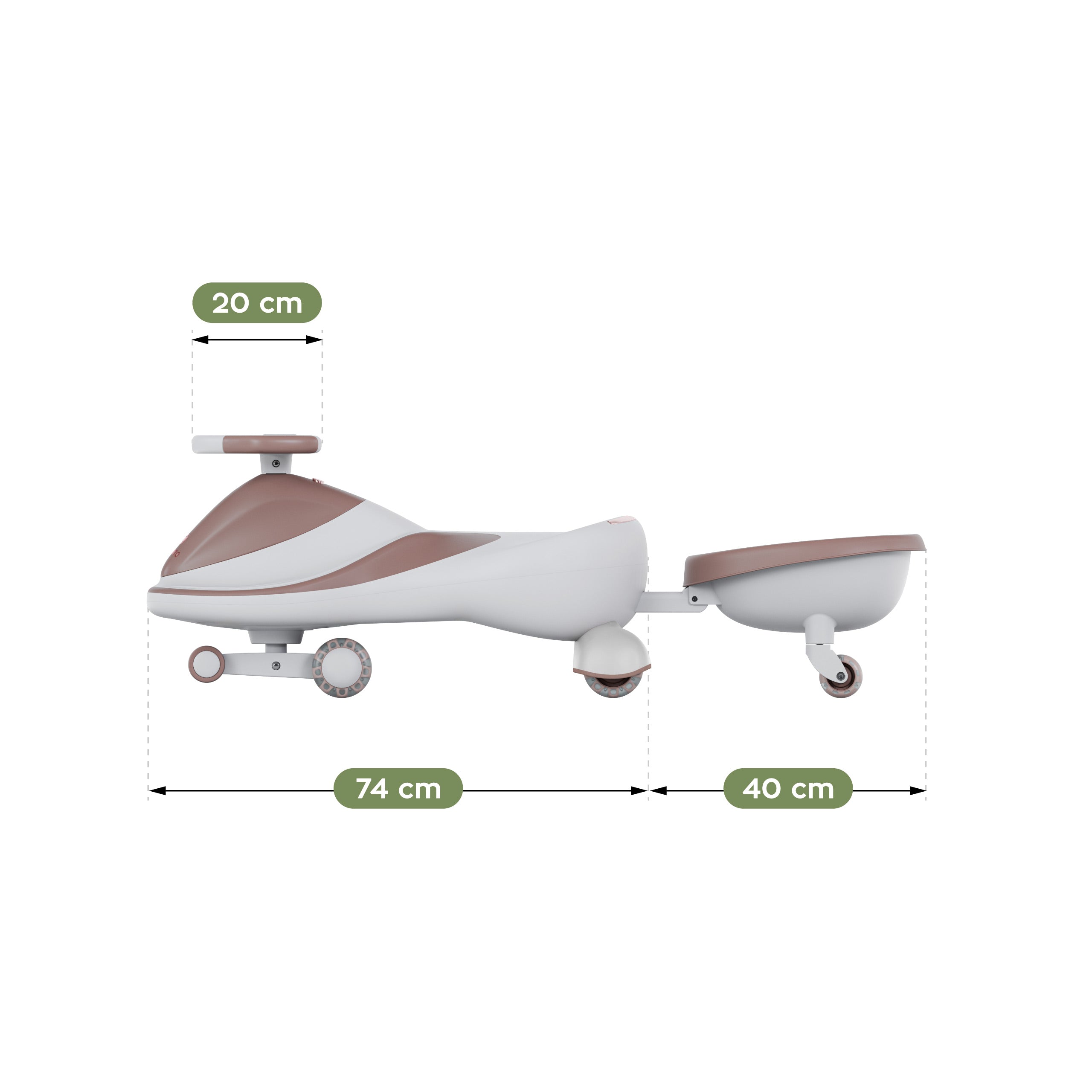 Carretto a gravità per bambini con luci LED Tulano Focus 55 Grey