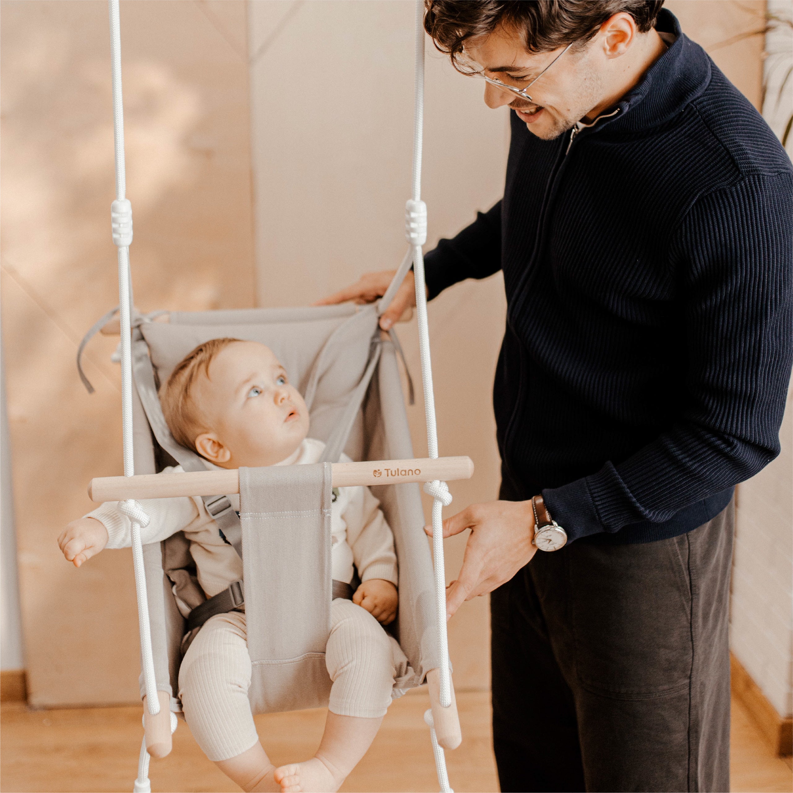 Altalena a dondolo per bambini TULANO Hop 40 Grigio-Bianco