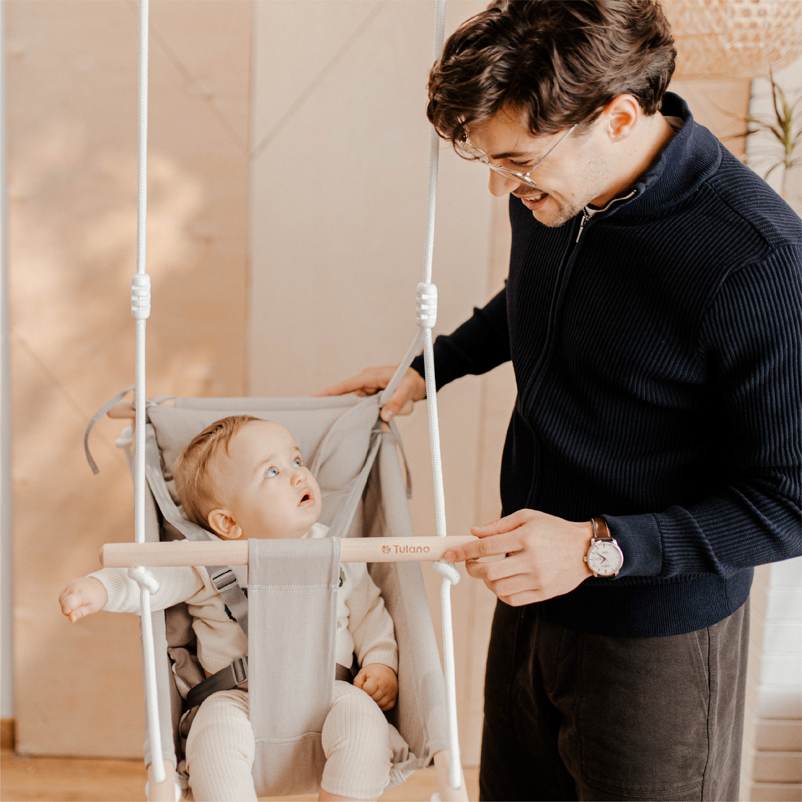 Altalena-dondolo per bambini TULANO Hop 40 Rosa-Grigio