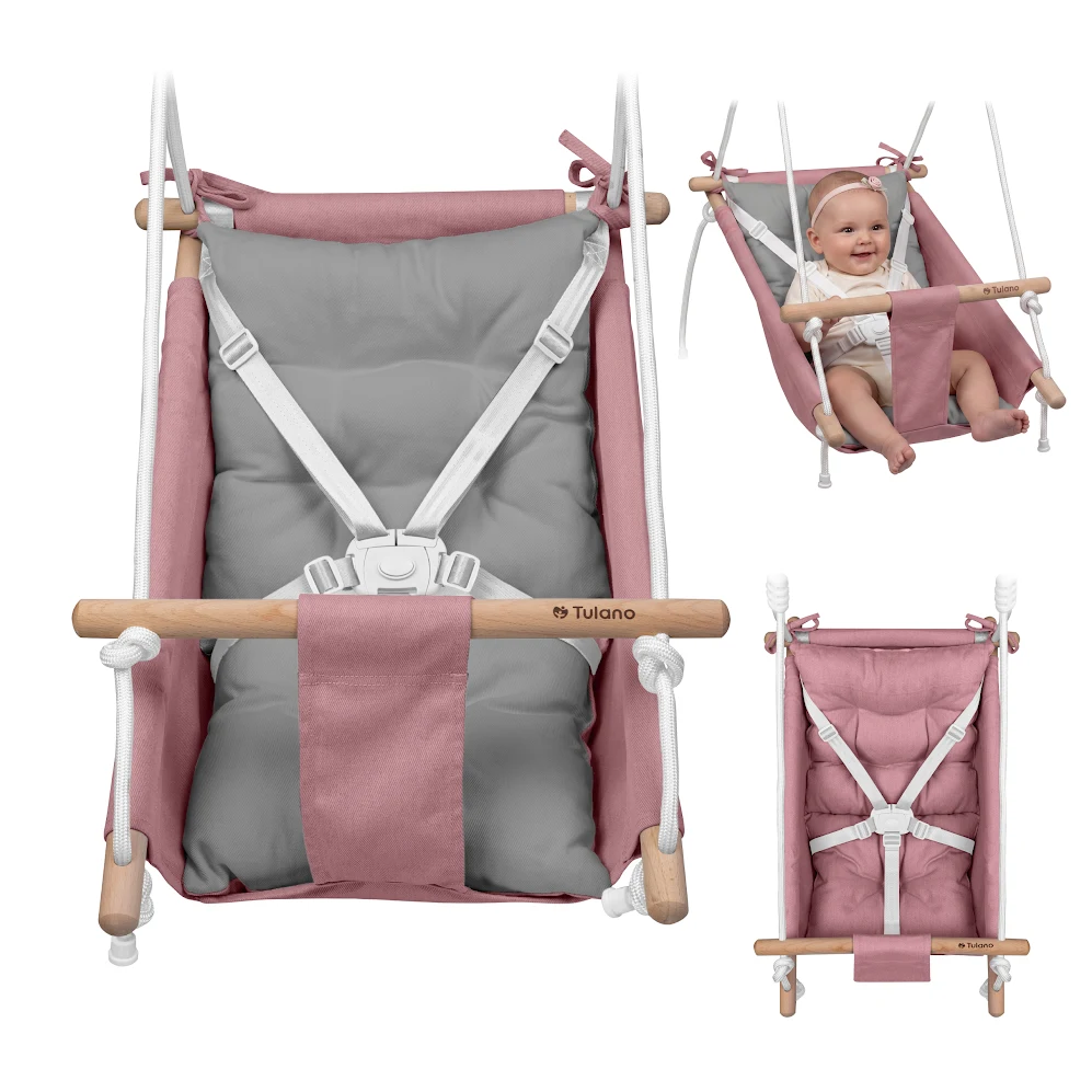 Altalena-dondolo per bambini TULANO Hop 40 Rosa-Grigio