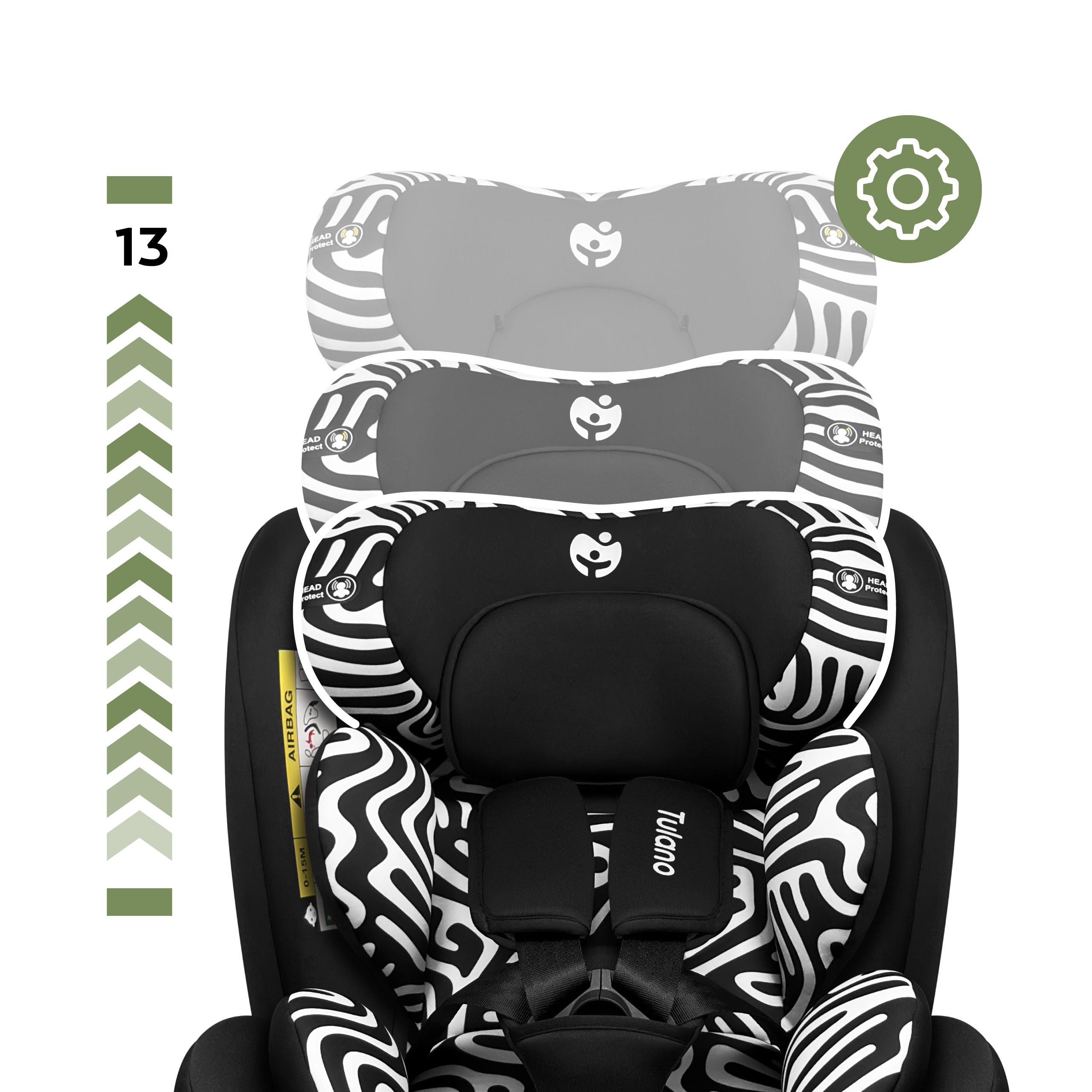 Seggiolino auto per bambini Tulano Loom 15 Black Mono