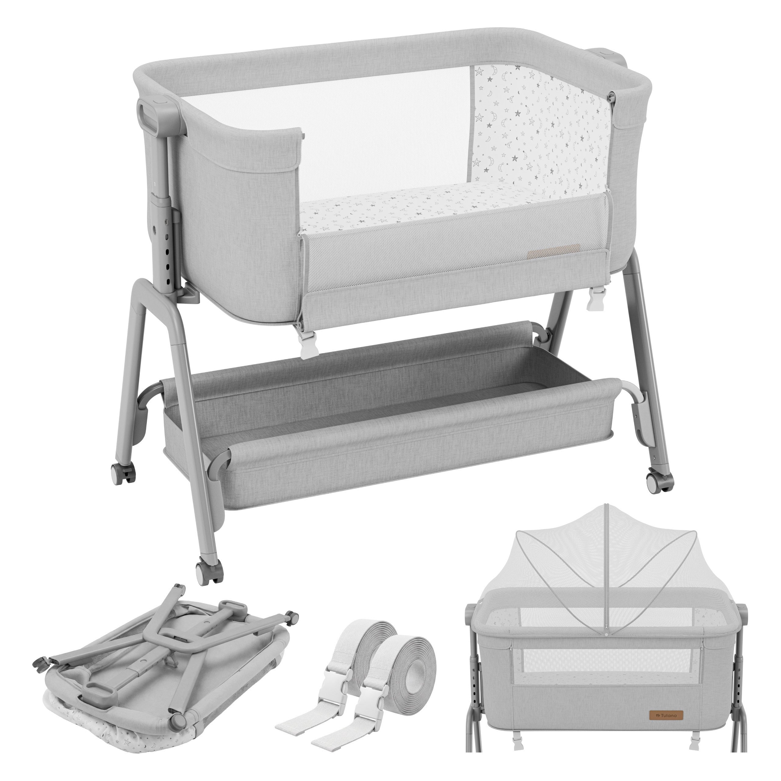 Lettino aggiuntivo 3 in 1 Tulano Dream 50 Light-Grey
