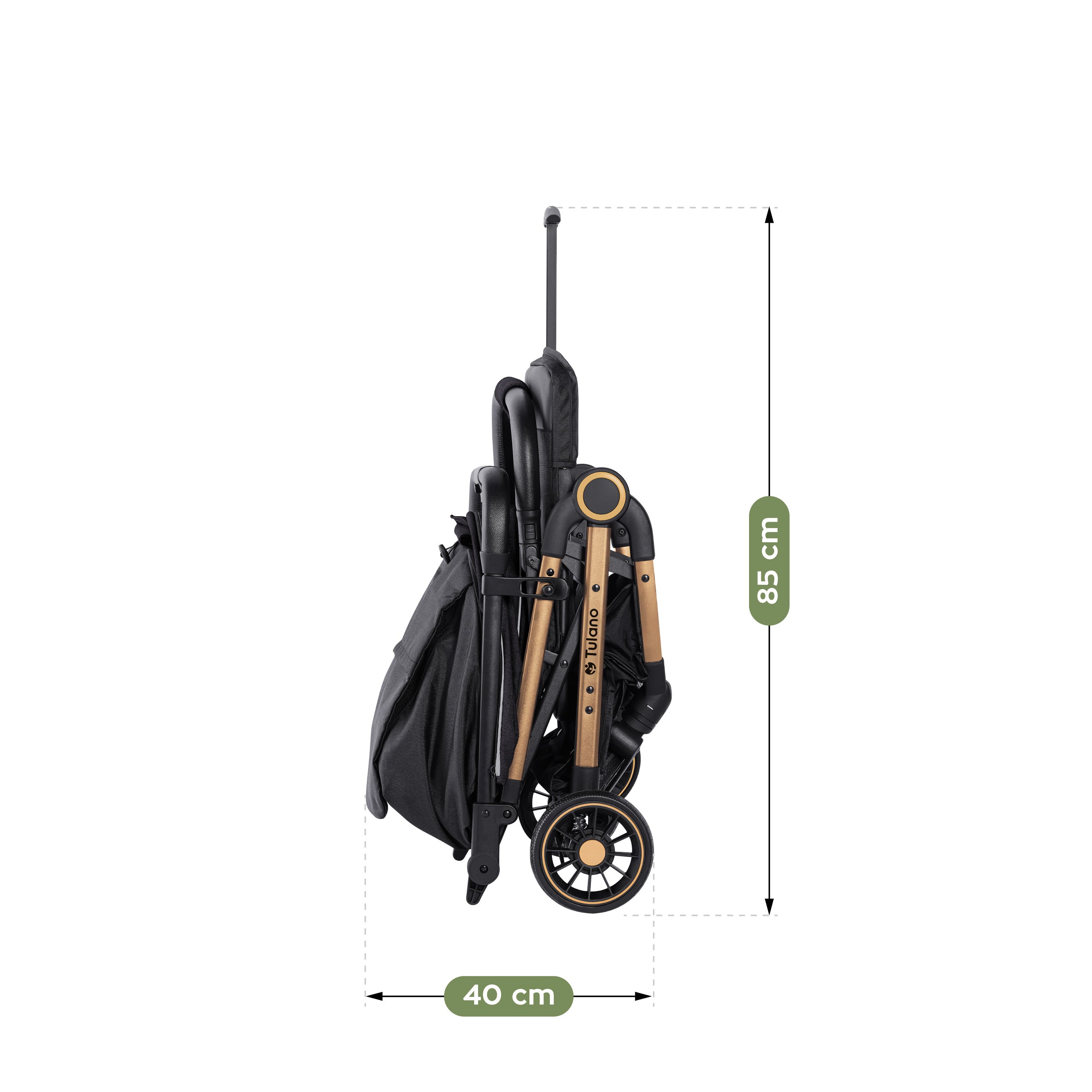 Passeggino per bambini Tulano Milan Oro-Nero, pieghevole, fino a 22 kg
