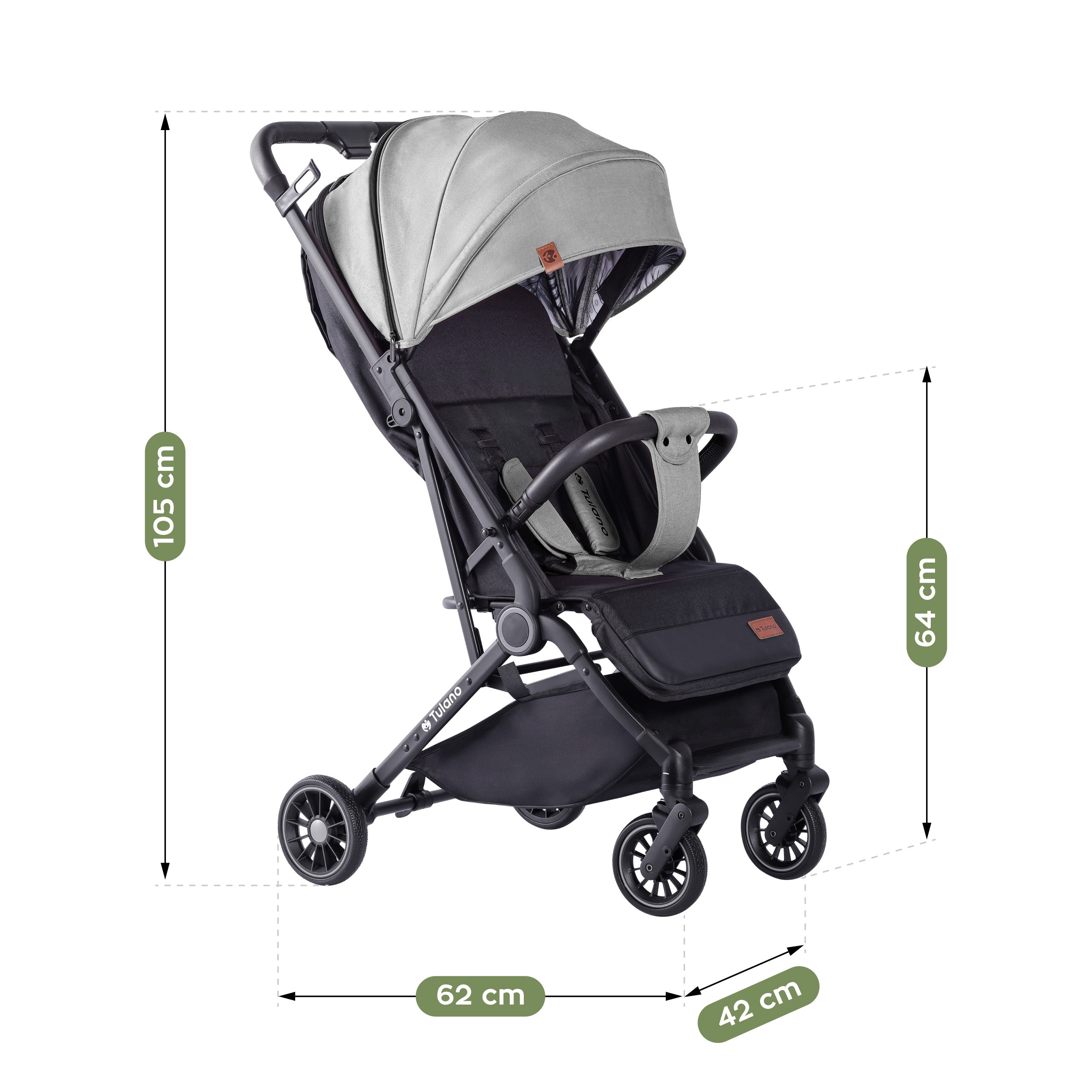 Passeggino per bambini Tulano Milan grigio-nero, pieghevole, fino a 22 kg