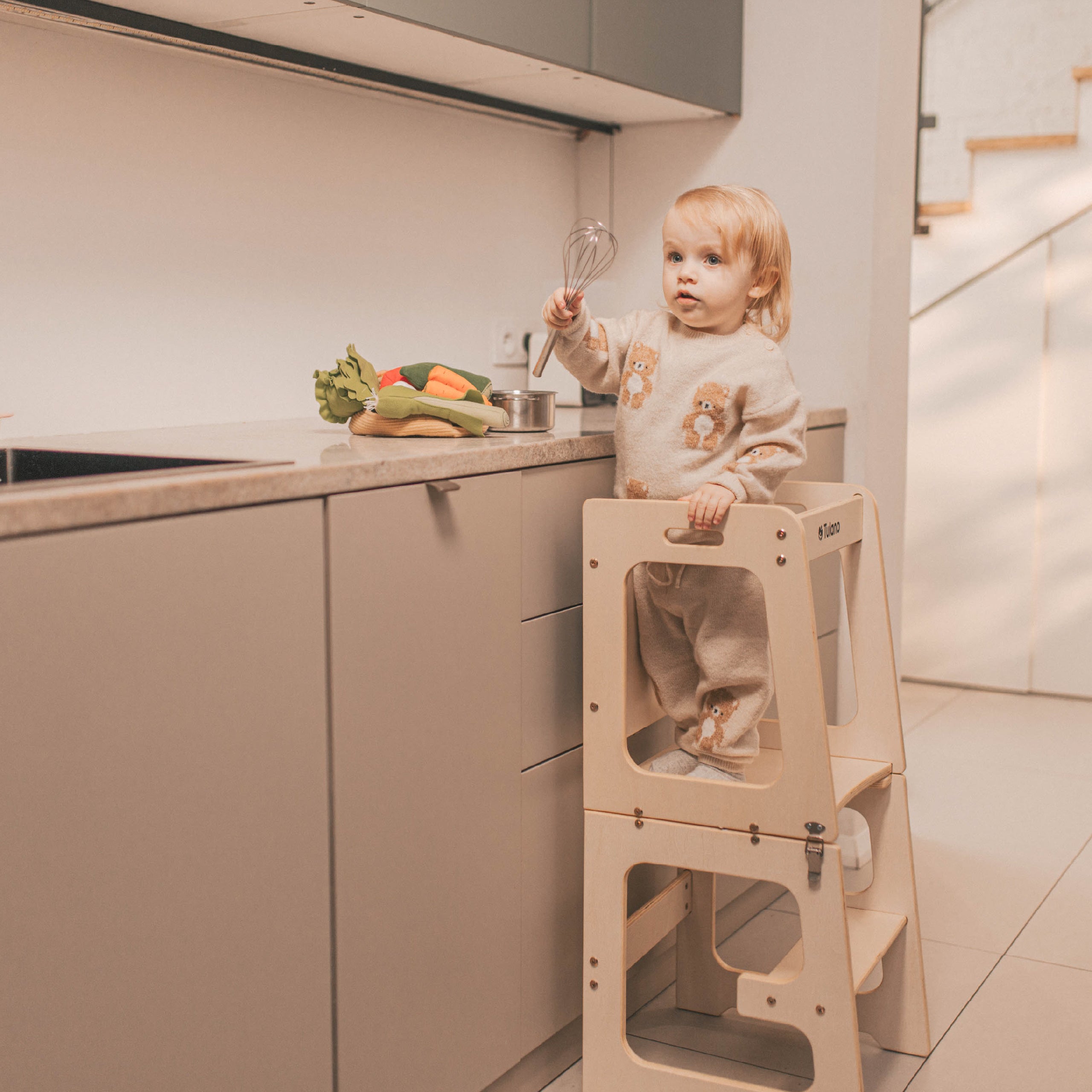 Comodino da cucina con funzione di tavolino Tulano Mooby 35 Natural
