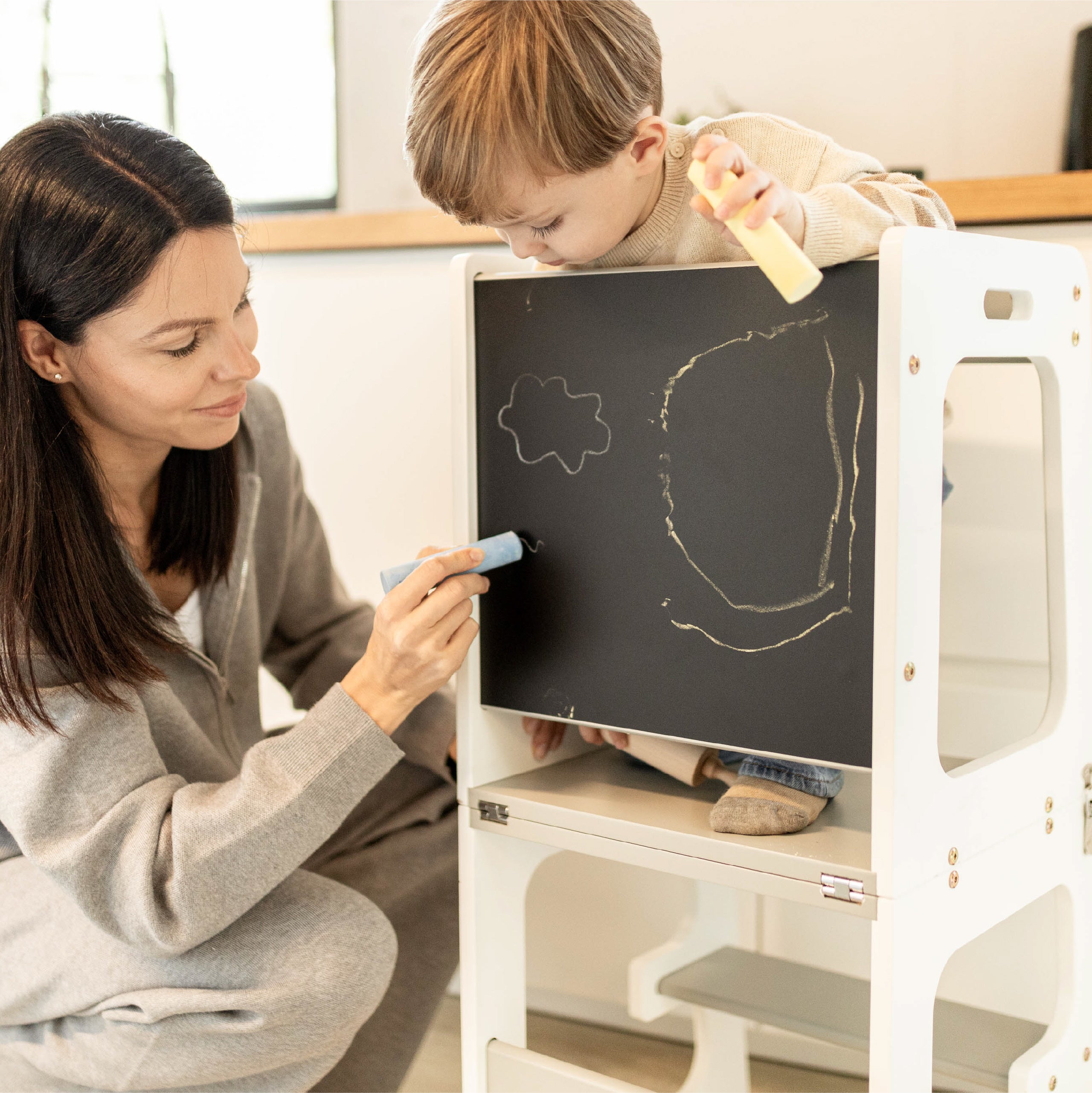 Aiuto in cucina per bambini 3 in 1 Tulano Mooby 35 Bianco-Naturale