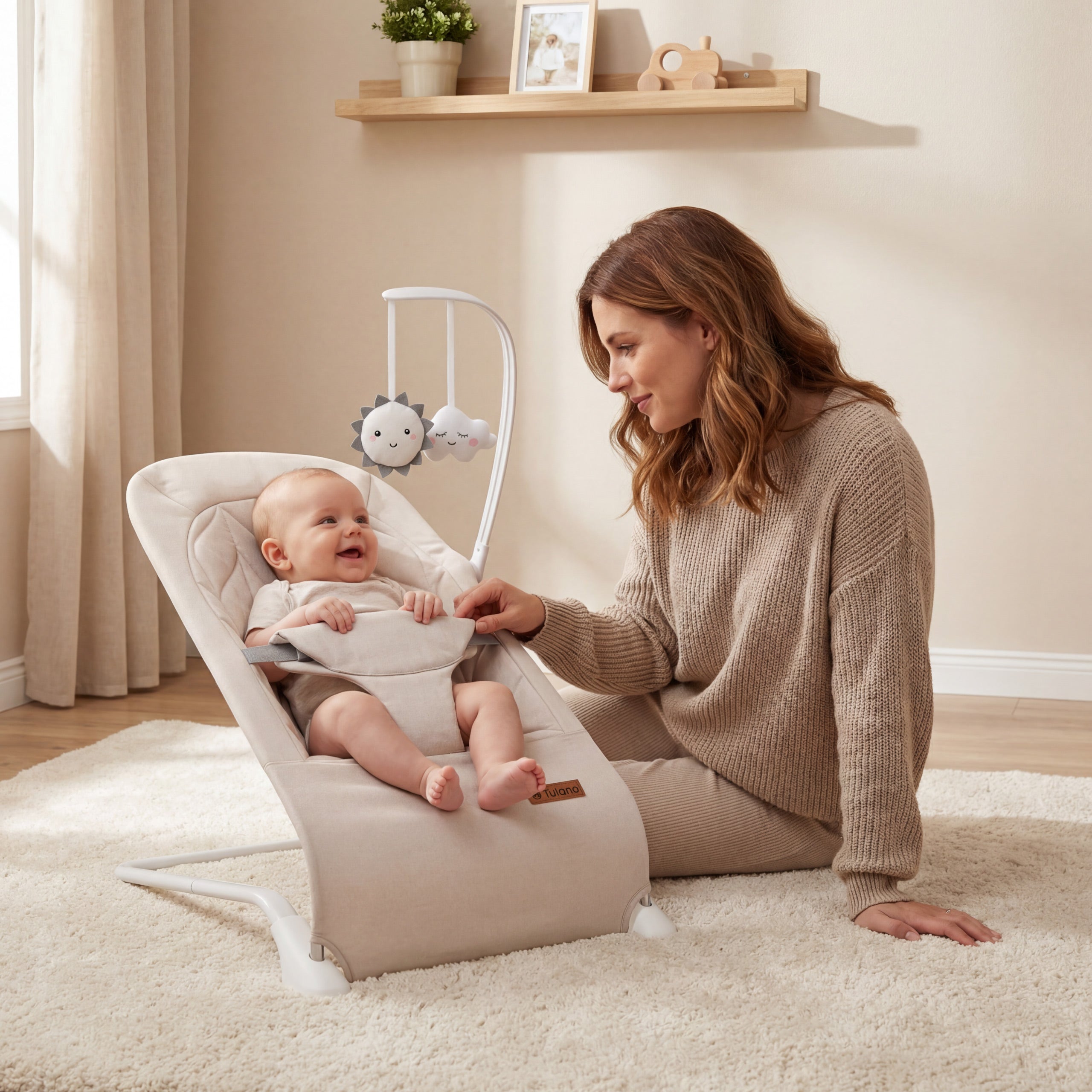 Sdraietta a dondolo per bambini Moon 10 Beige