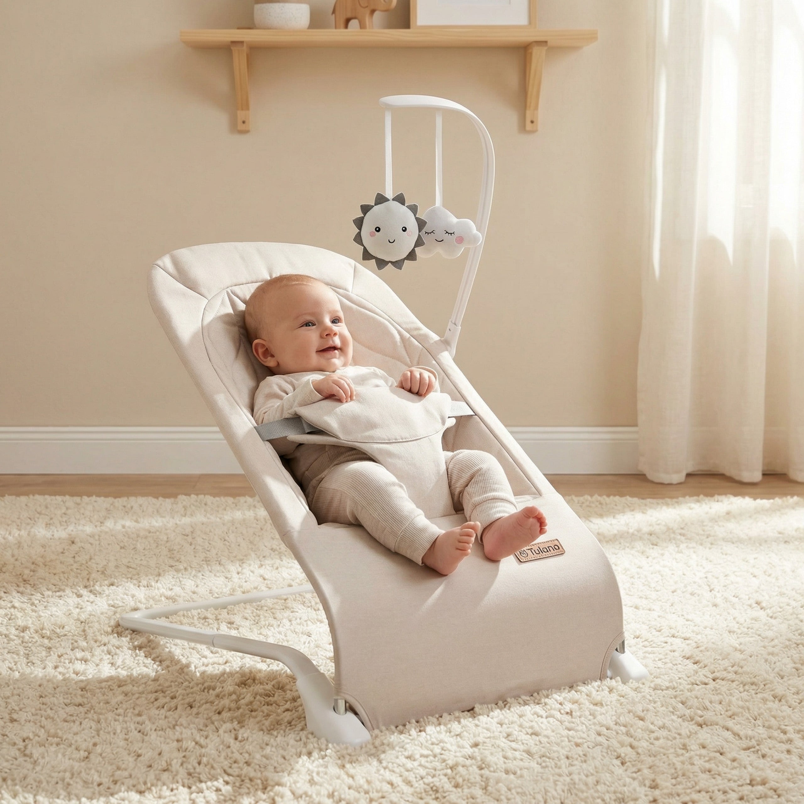 Sdraietta a dondolo per bambini Moon 10 Beige