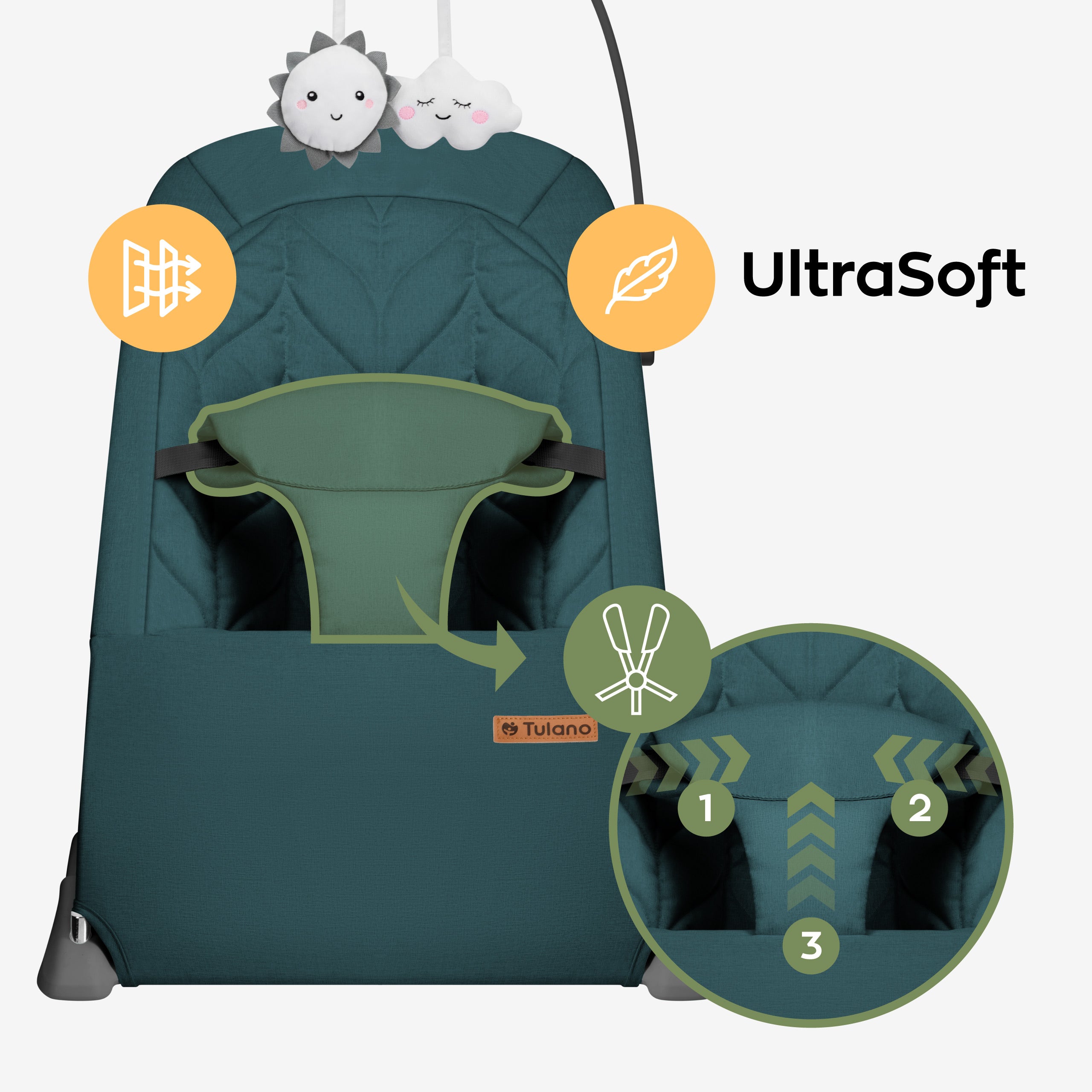 Sdraietta a dondolo per bambini Moon 10 Green