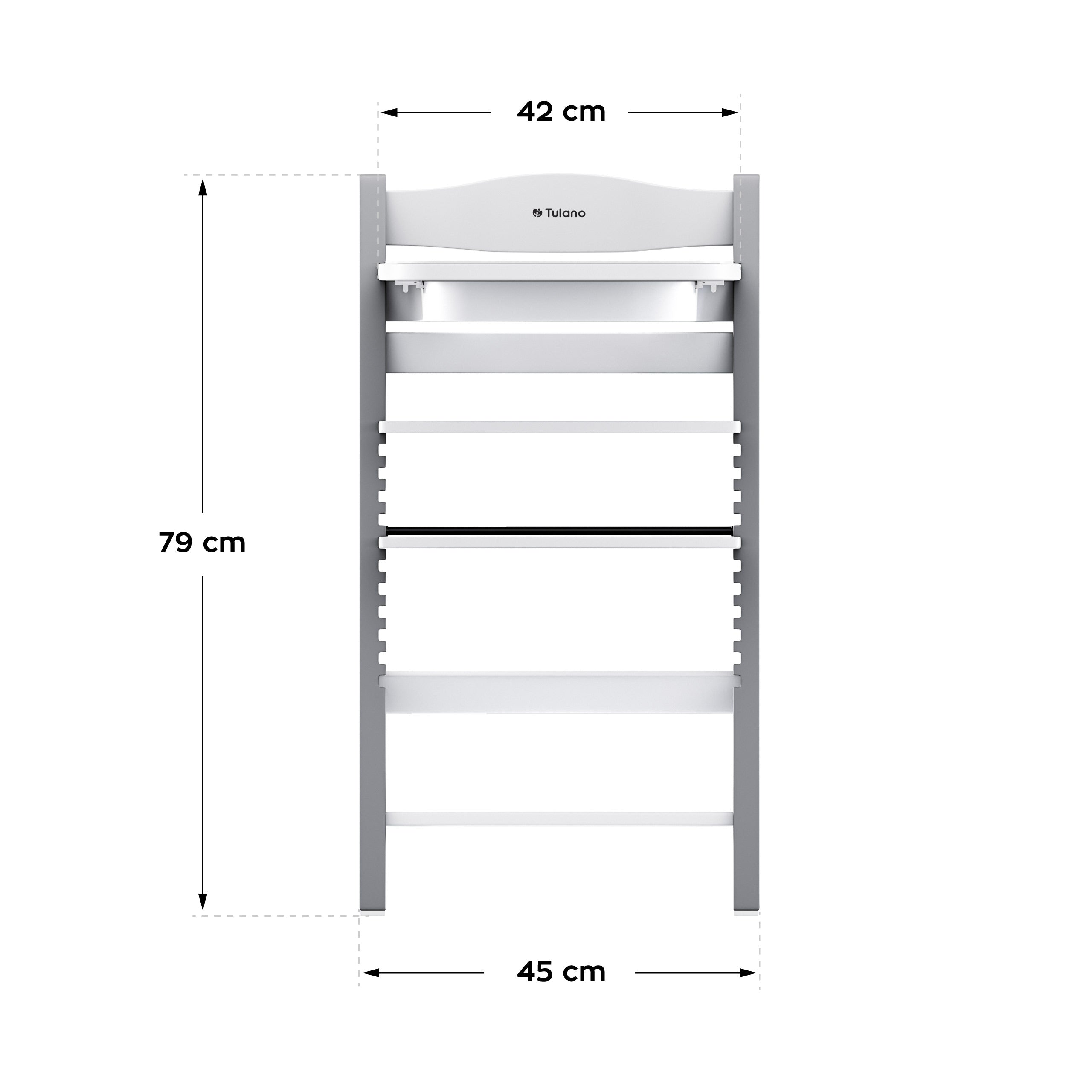 Seggiolone in legno Tulano Morsel 40 Grigio-Bianco