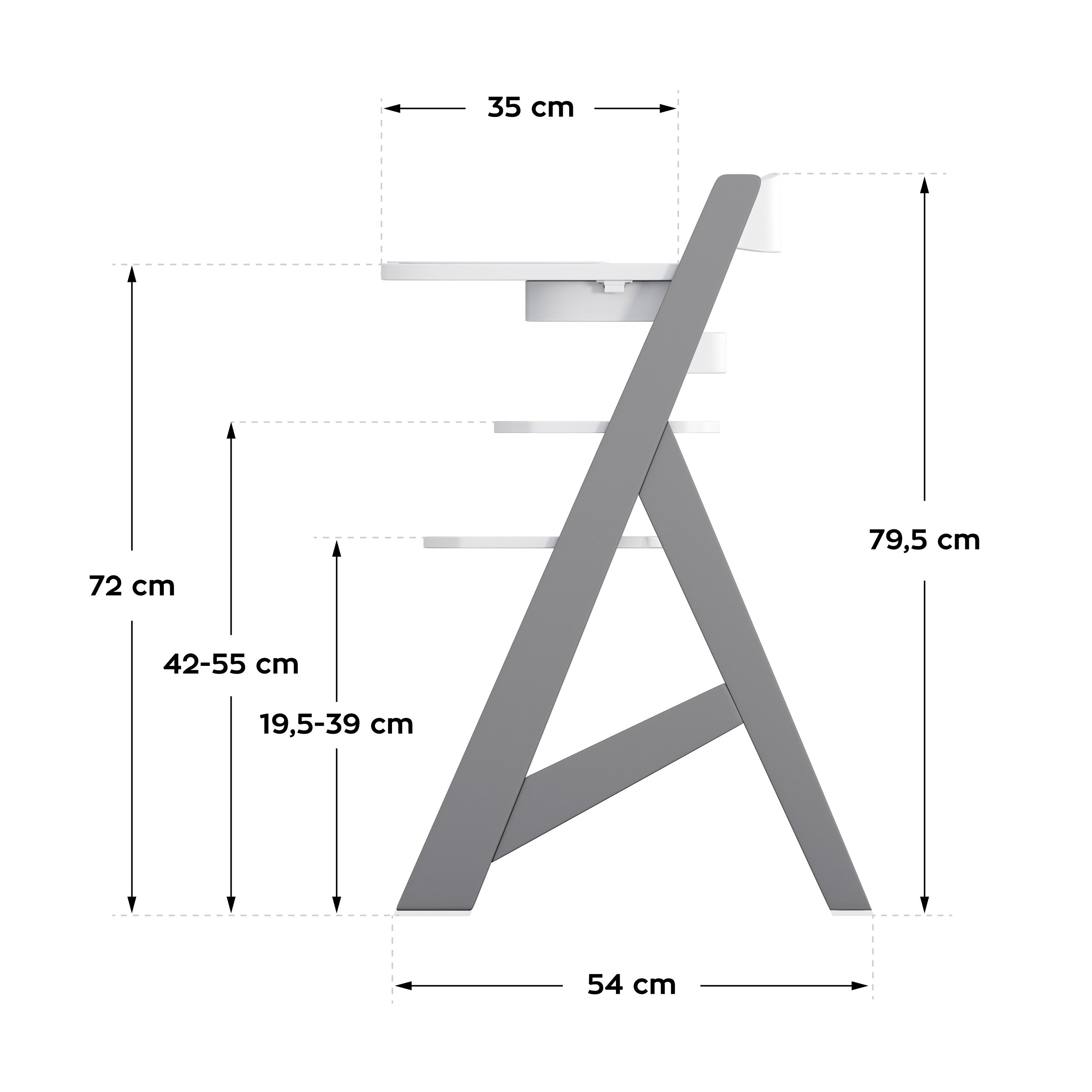 Seggiolone in legno Tulano Morsel 40 Grigio-Bianco