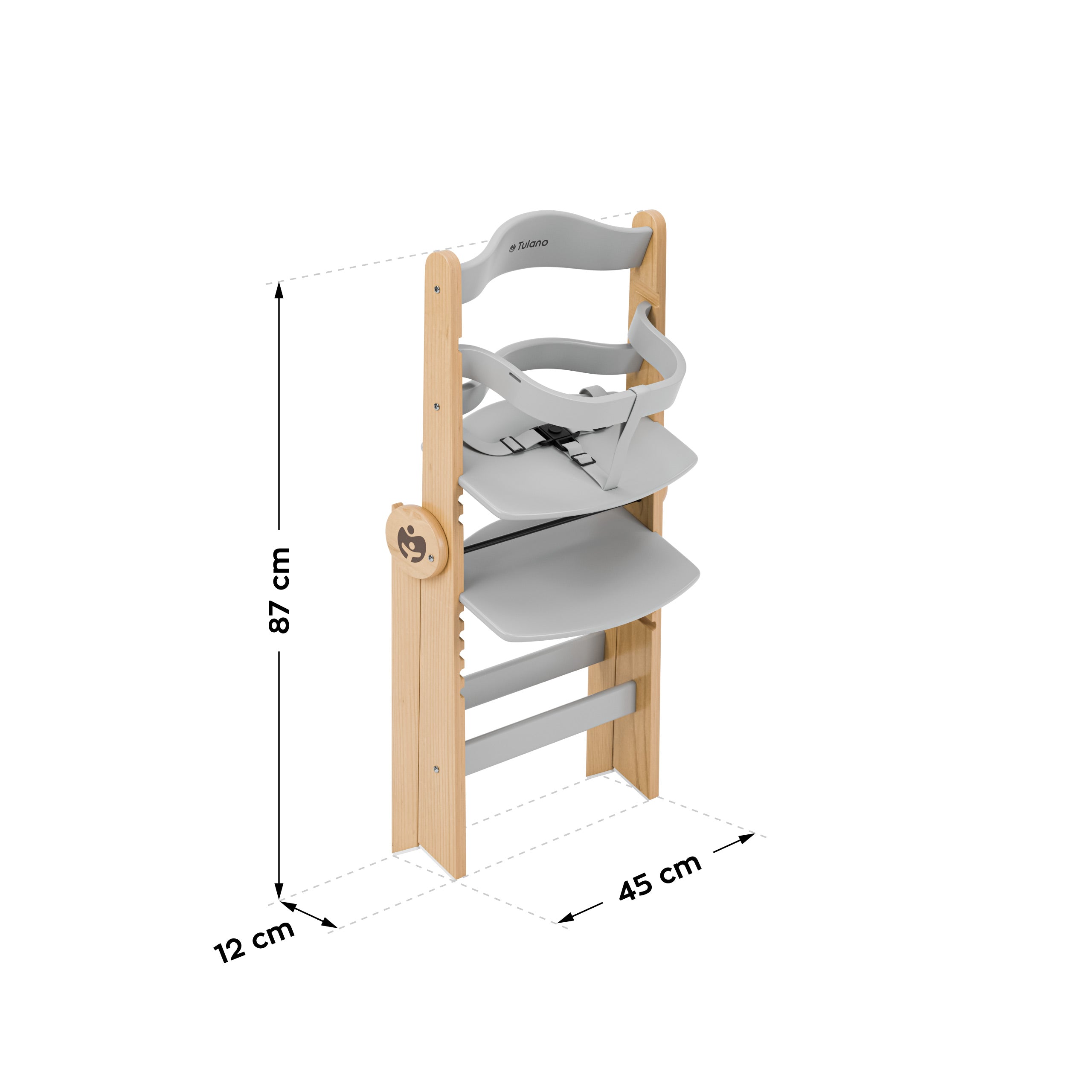 Seggiolone in legno Tulano Morsel 45 Natural-Grey