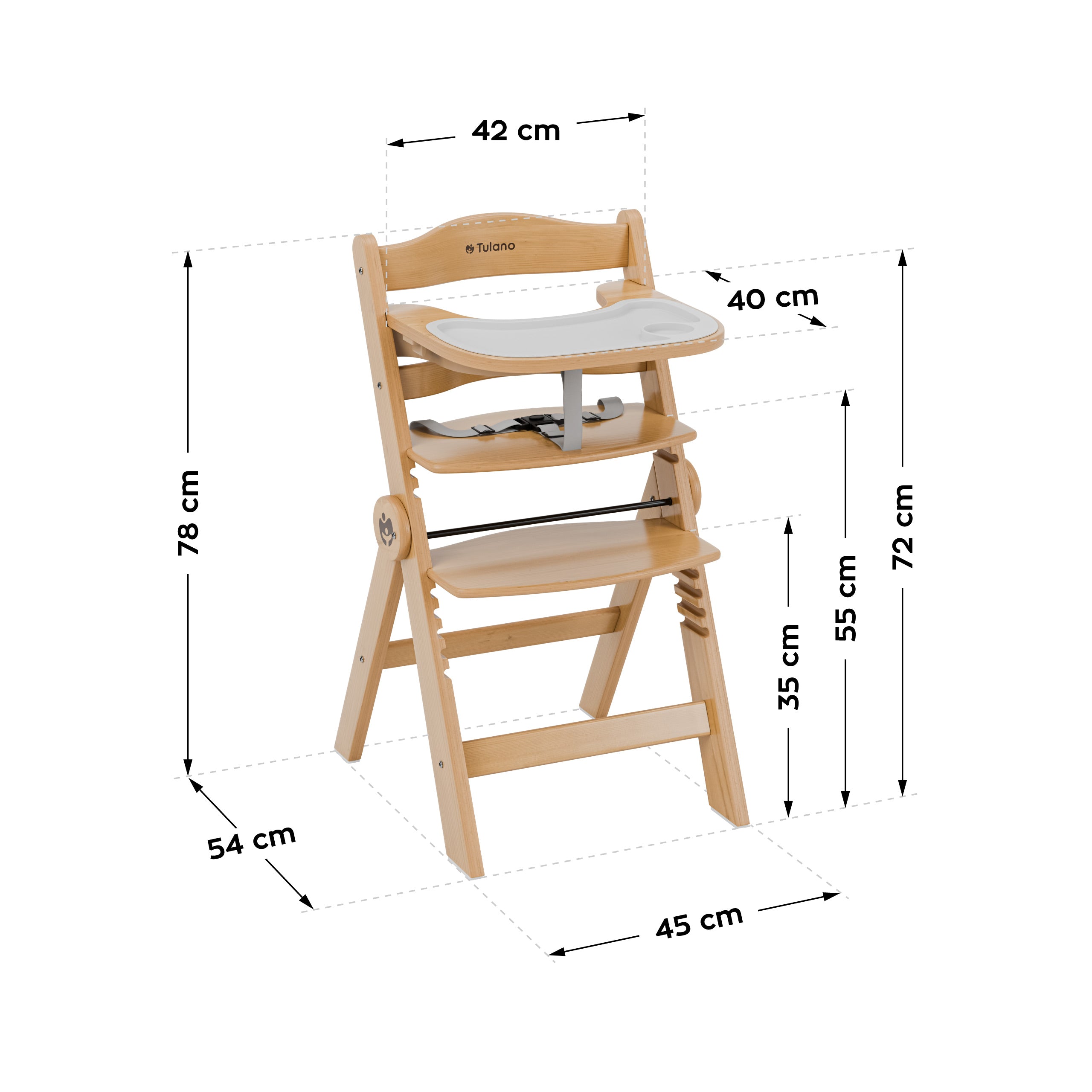 Seggiolone in legno Tulano Morsel 45 Natural