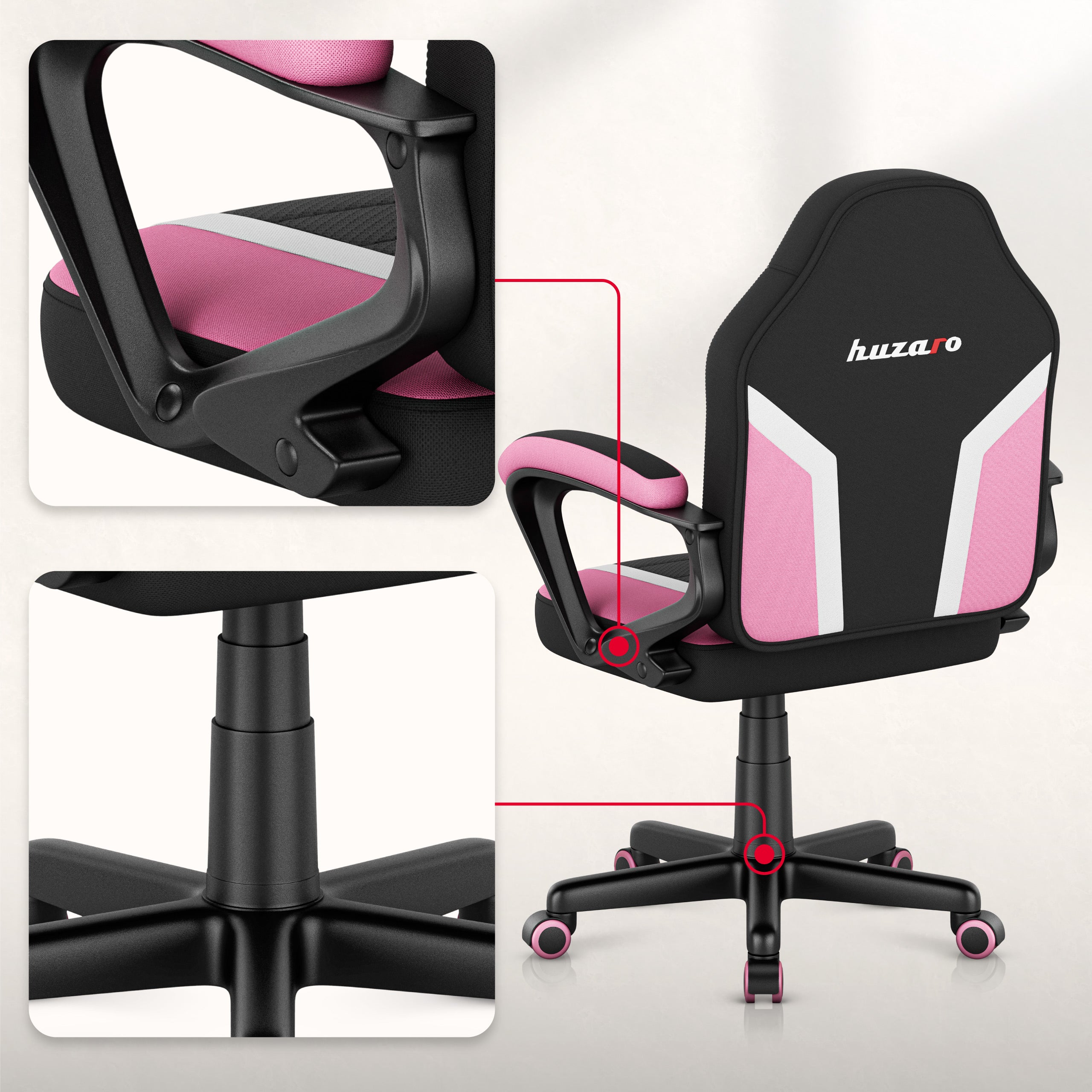 Poltrona da gaming per bambini HUZARO RANGER 1.0 Pink Mesh