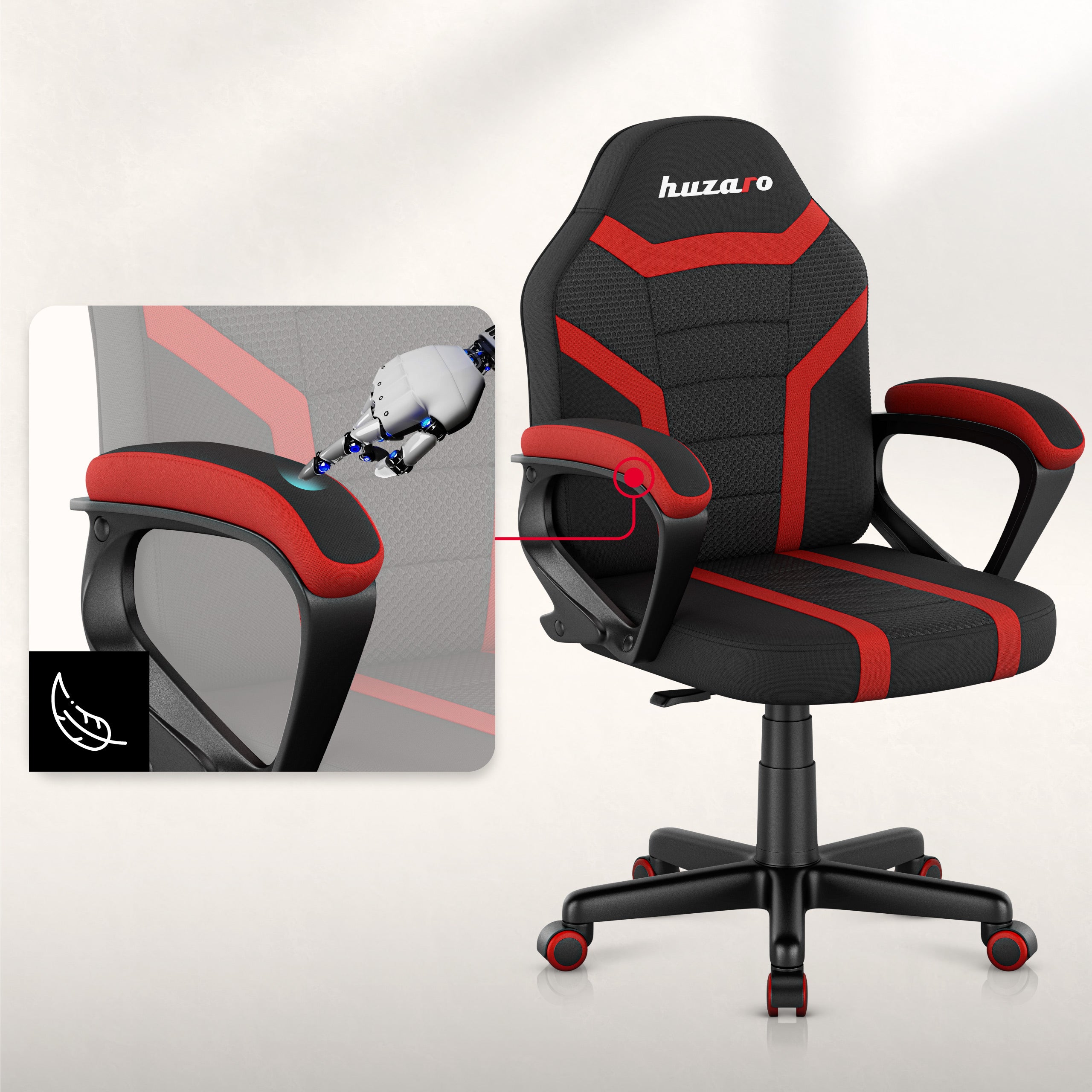 Poltrona da gaming per bambini HUZARO RANGER 1.0 Red Mesh