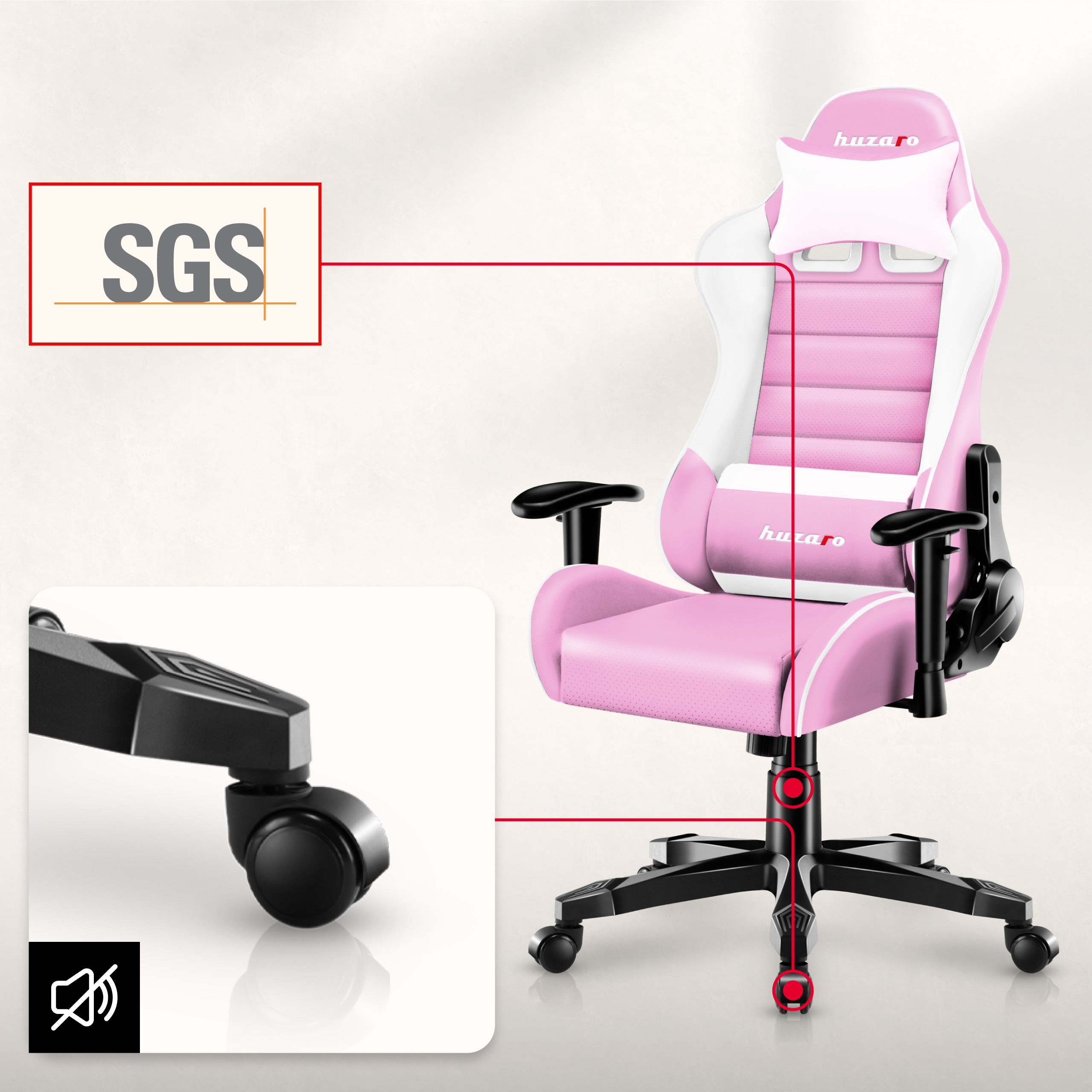 Poltrona da gaming per bambini HUZARO RANGER 6.0 Rosa