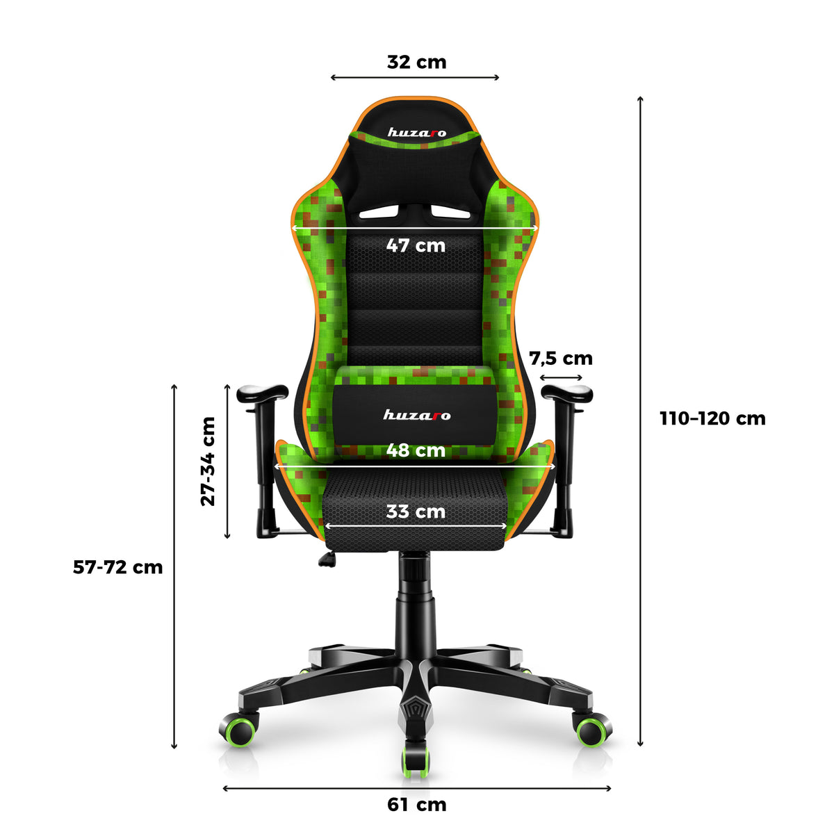 Poltrona da gaming per bambini HUZARO RANGER 6.0 Pixel Mesh