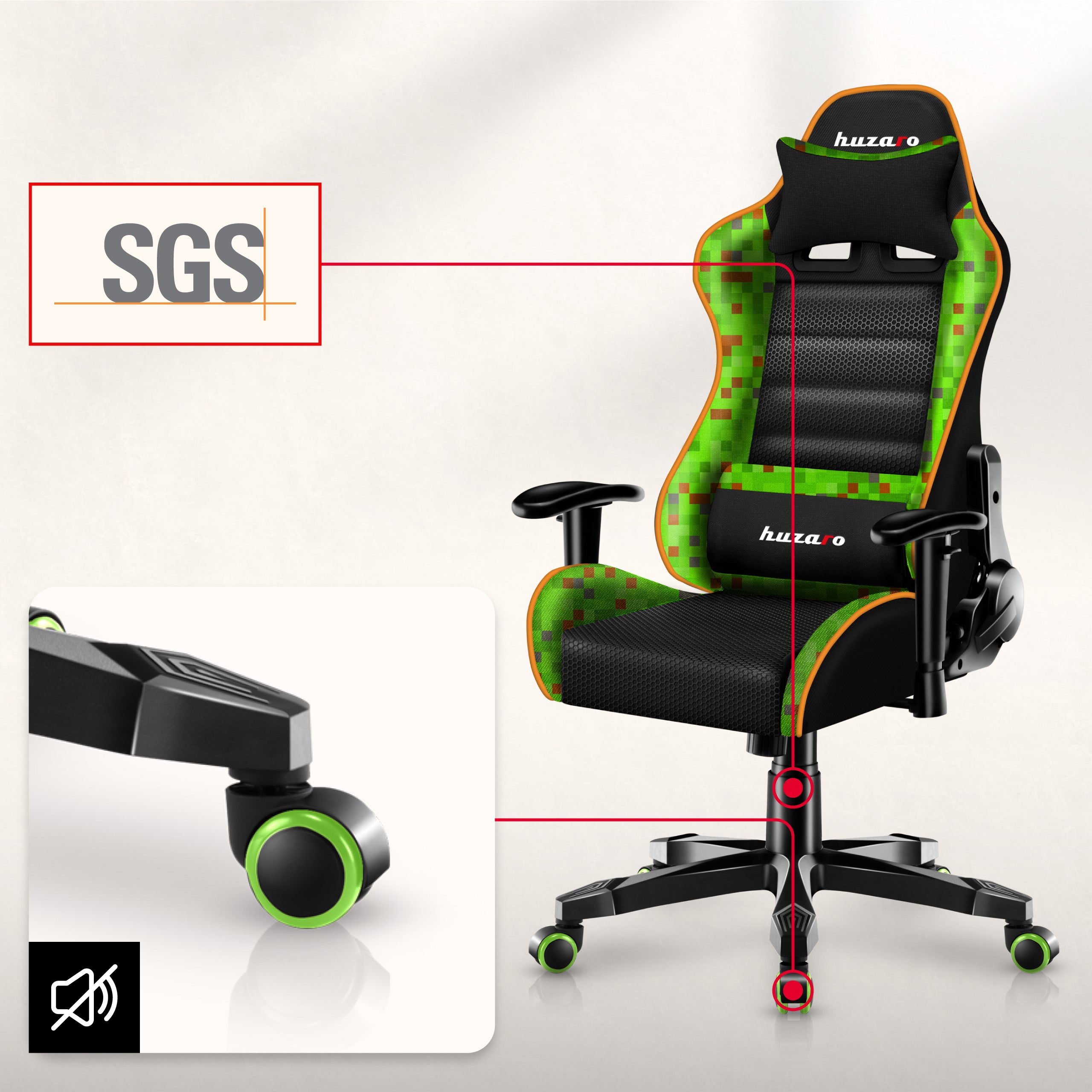 Poltrona da gaming per bambini HUZARO RANGER 6.0 Pixel Mesh