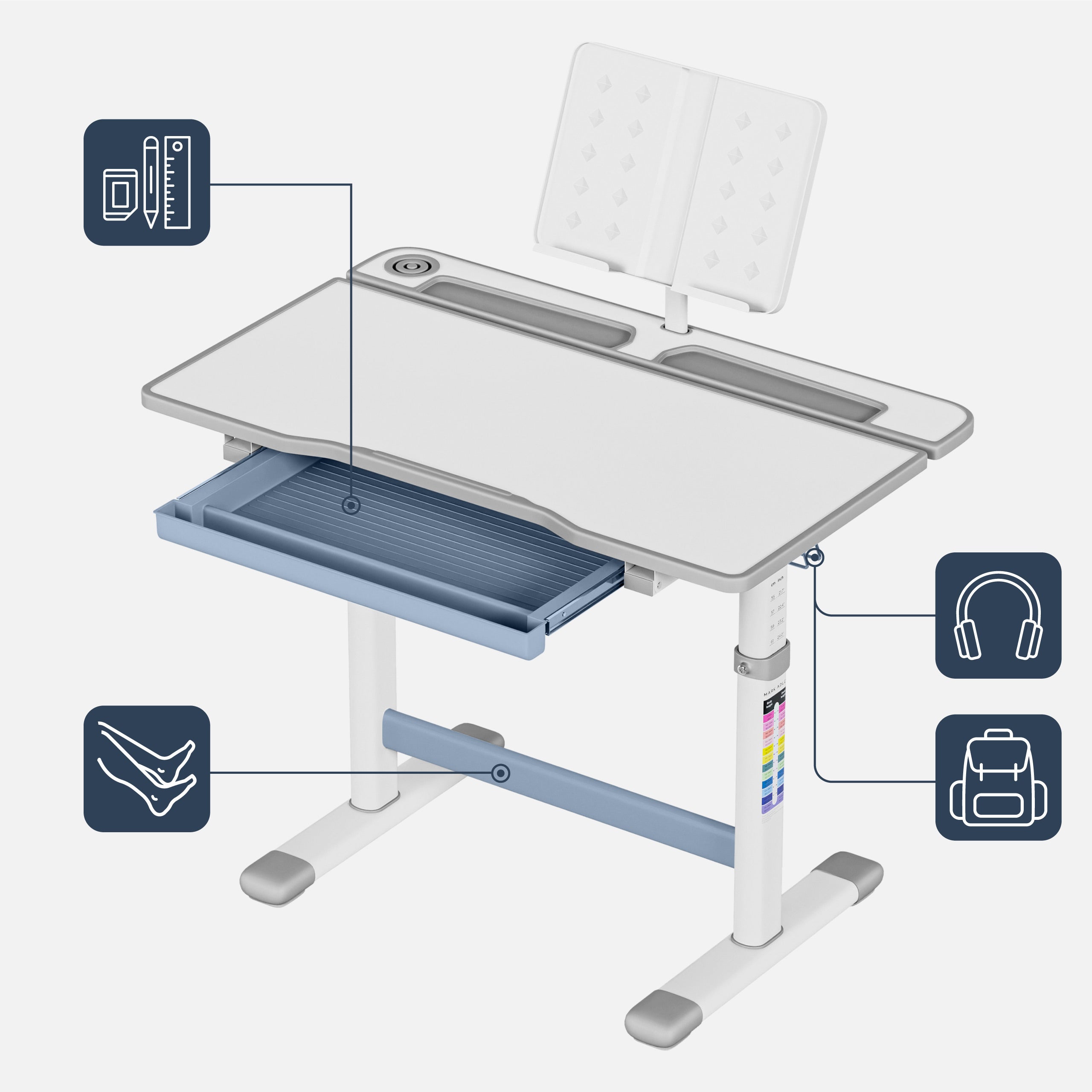 Scrivania ergonomica per bambini Mark Adler Study 3.0 66 cm