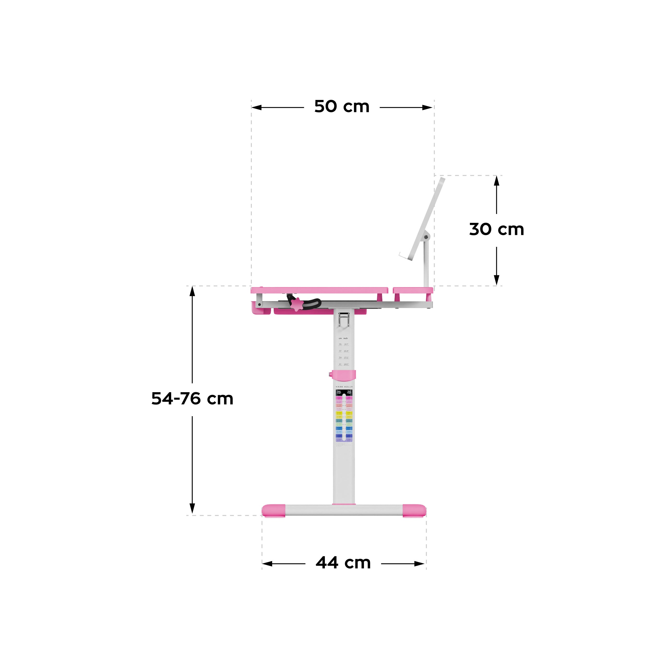 Scrivania ergonomica per bambini Mark Adler Study 3.0 Pink 66 cm