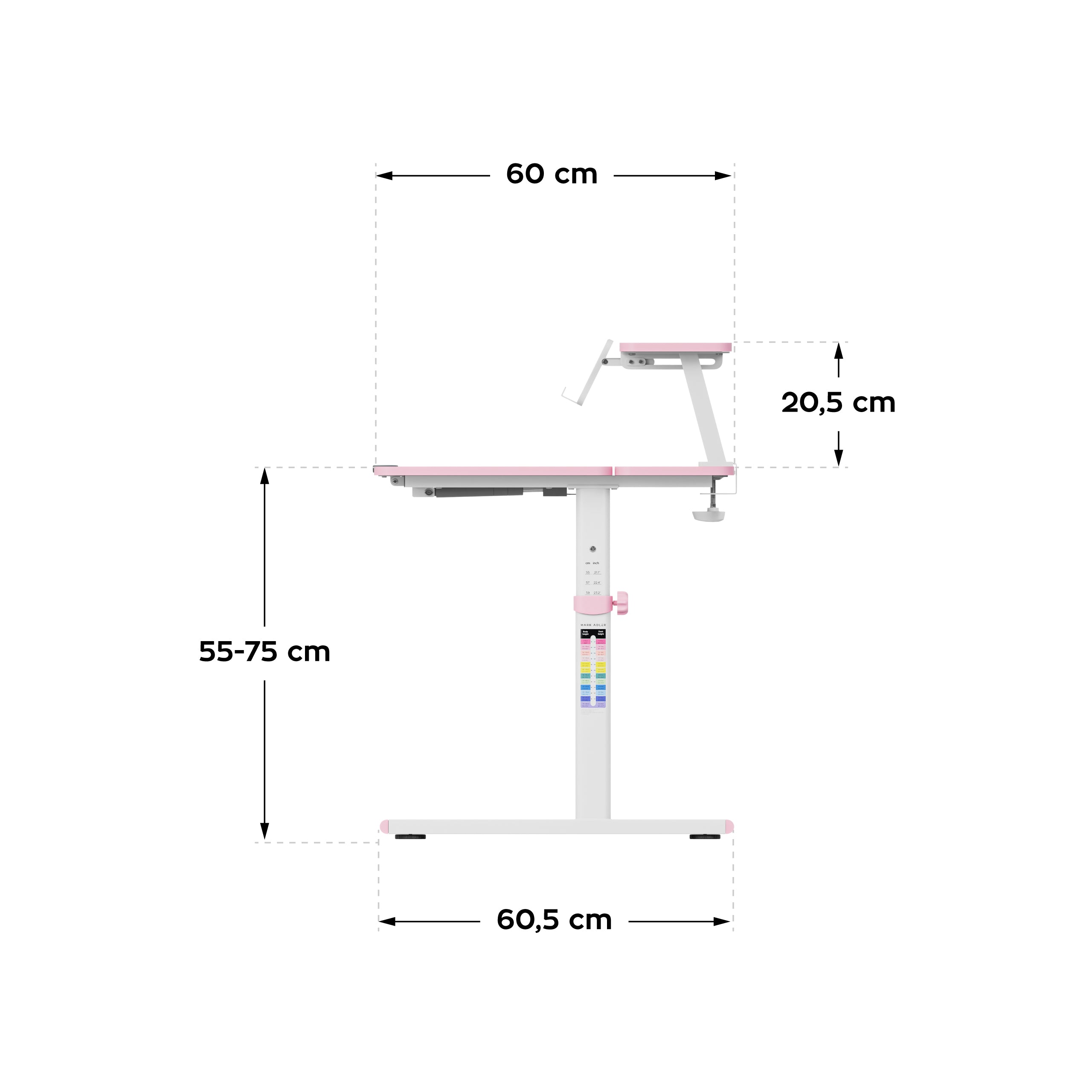 Scrivania per bambini regolabile Mark Adler Study 3.7 Pink 90 cm