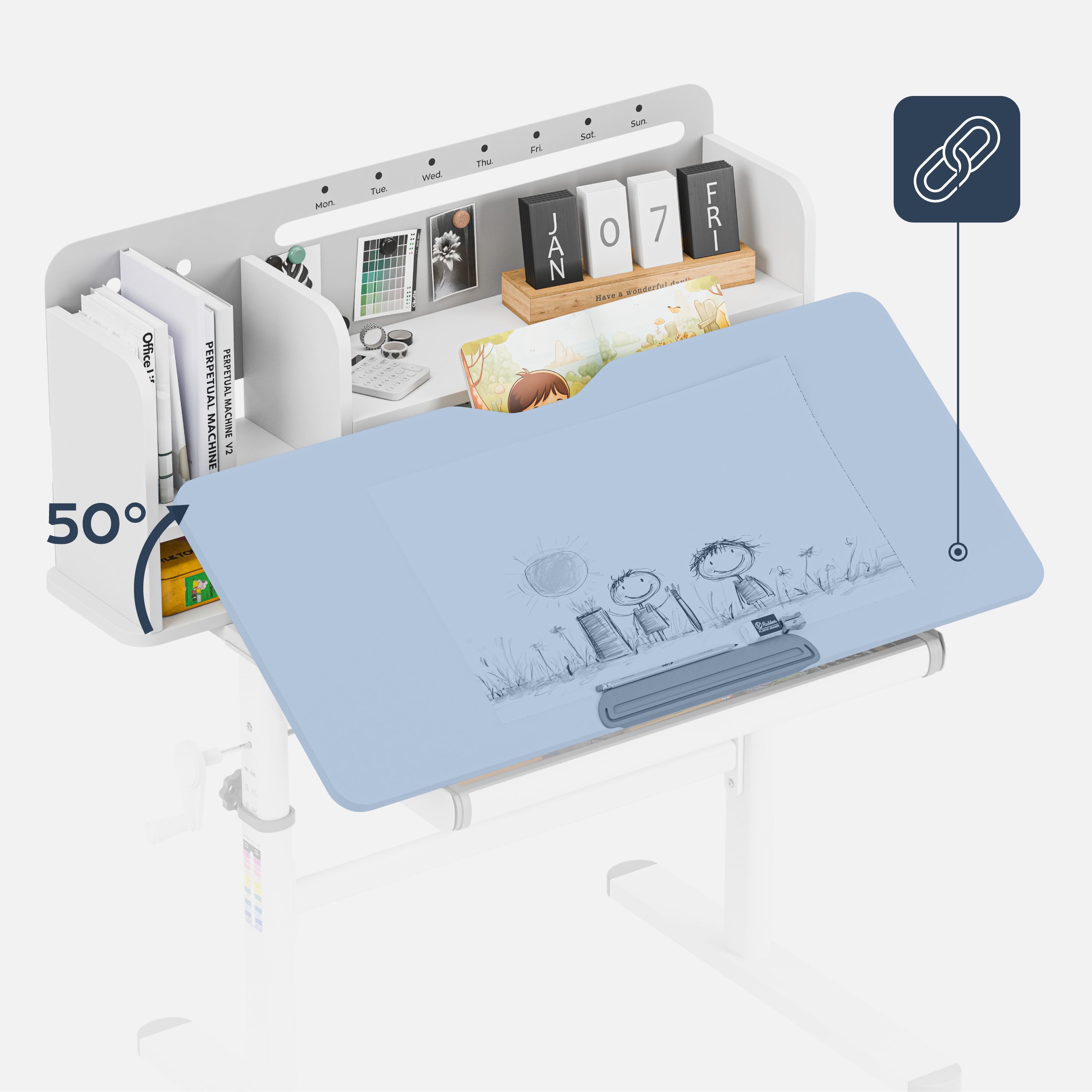 Scrivania ergonomica per bambini Mark Adler Study 5.0 Grey 90 cm