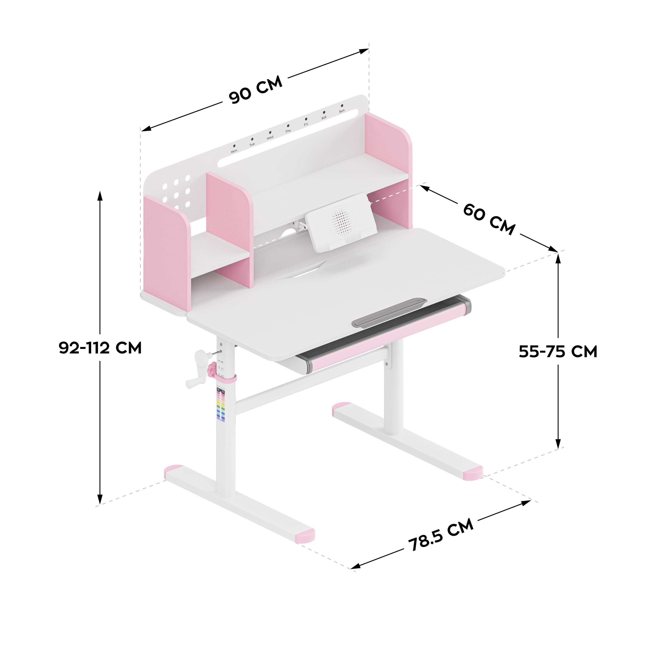 Scrivania ergonomica per bambini Mark Adler Study 5.0 Pink 90 cm