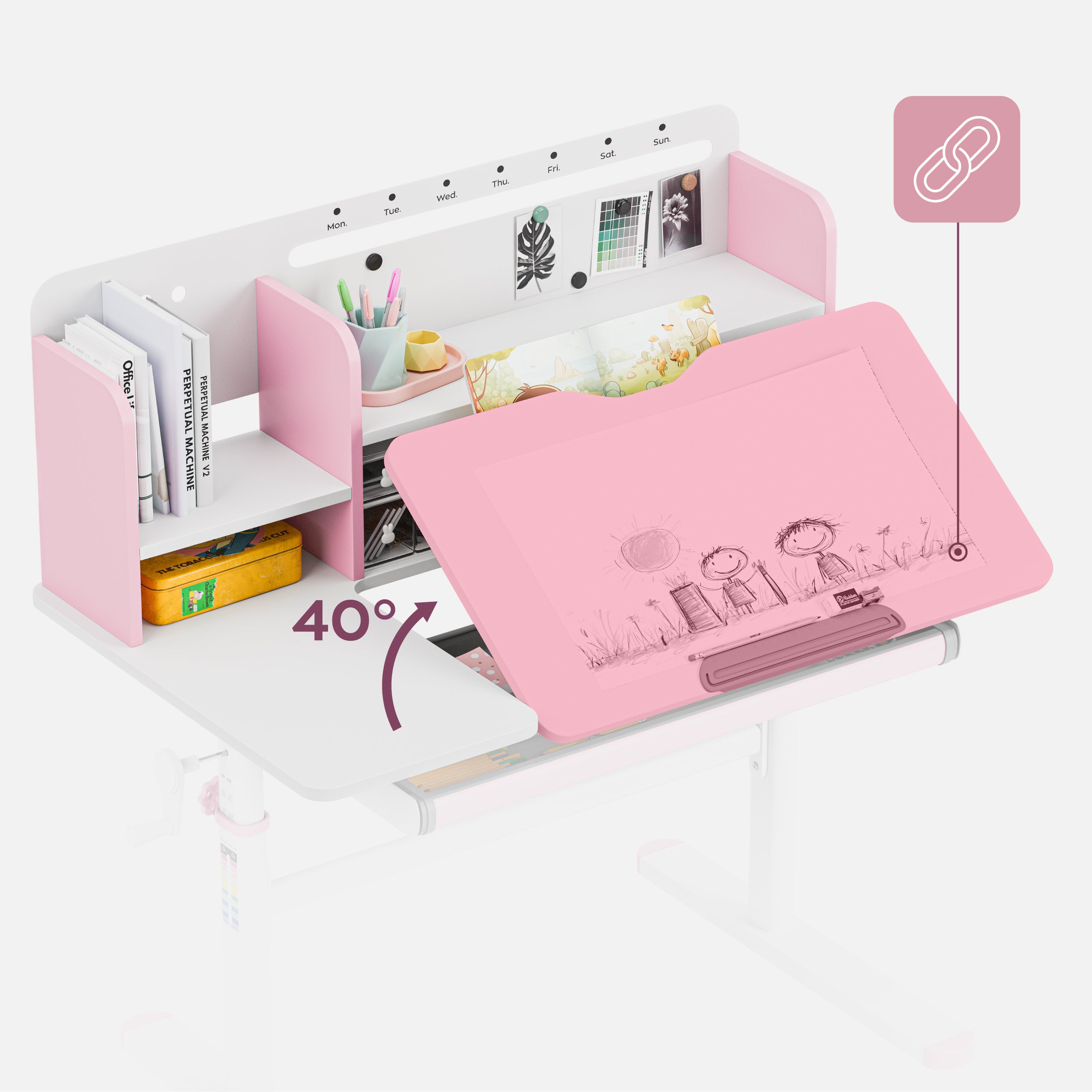 Scrivania per bambini Mark Adler Study 5.7 Pink 100 cm