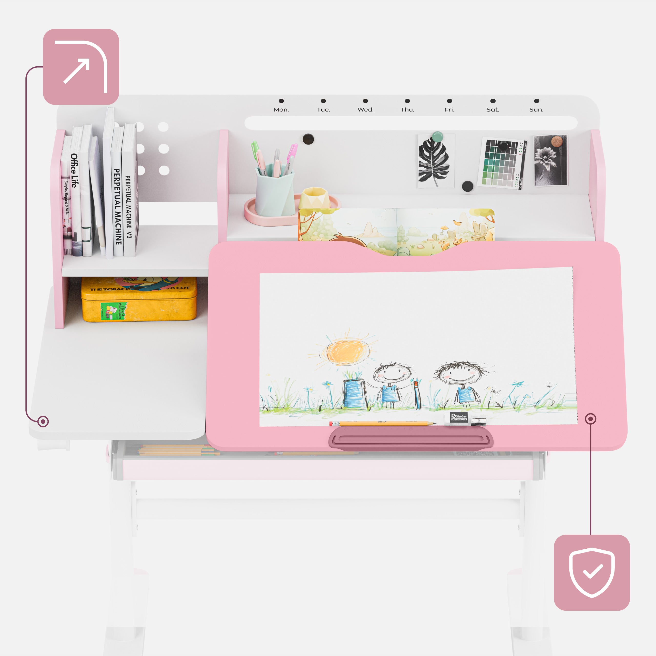 Scrivania per bambini Mark Adler Study 5.7 Pink 100 cm