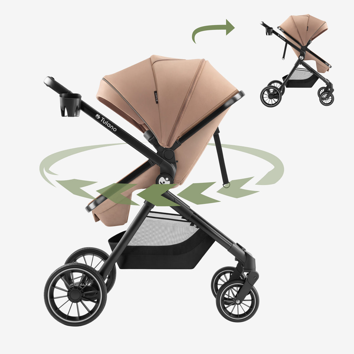 Passeggino multifunzione per bambini 2 in 1 Toledo 35 Taupe