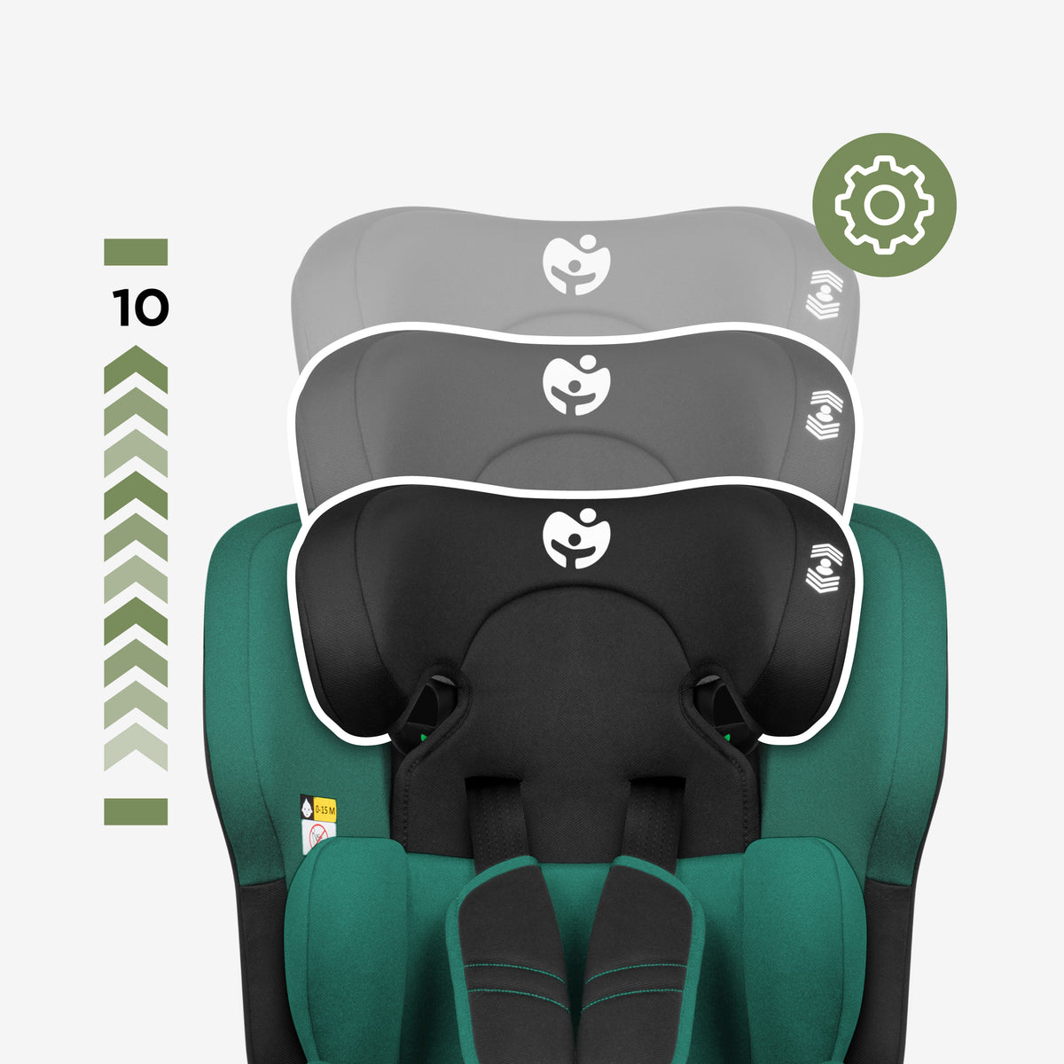 Seggiolino auto per bambini Tulano 76-150 cm Zooma 45 Green I-Size