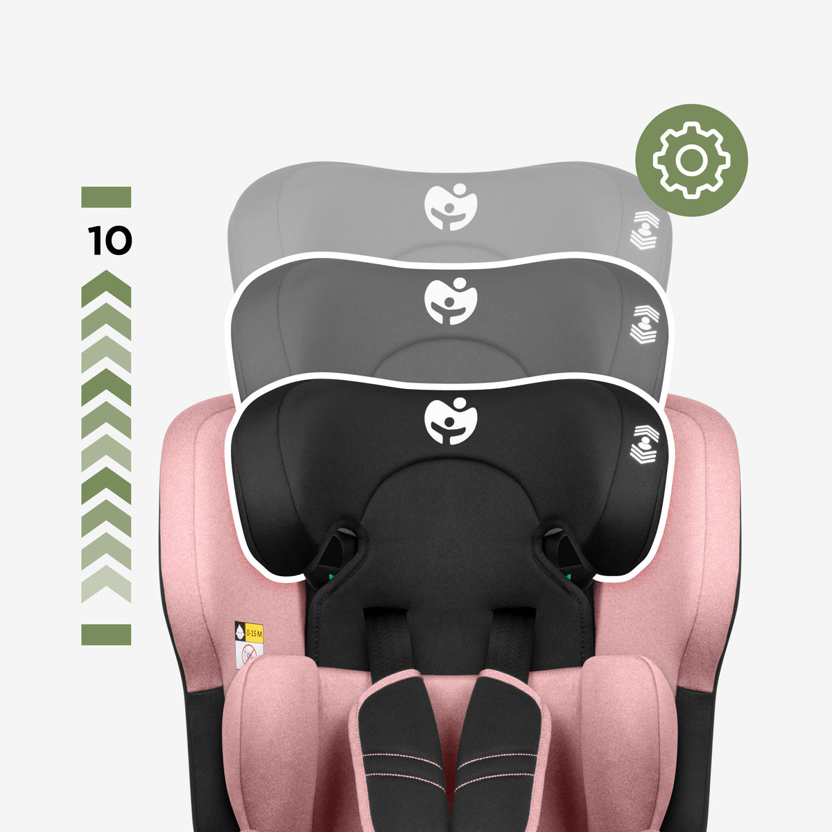 Seggiolino auto per bambini Tulano 76-150 cm Zooma 45 Pink I-Size